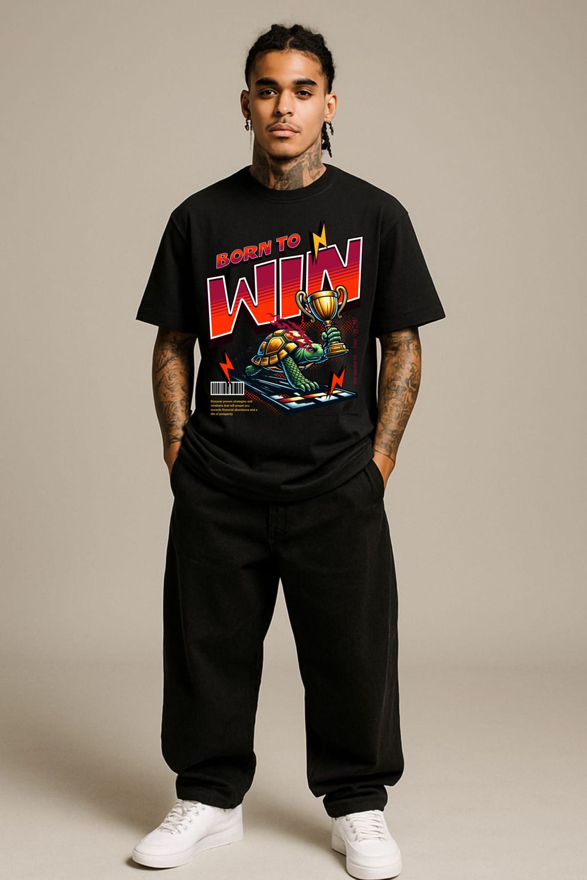 MAYK STREETWEAR KOPYA - OVERSIZE TSHIRT - UNISEX BORN TO WIN BASKILI TSHIRT