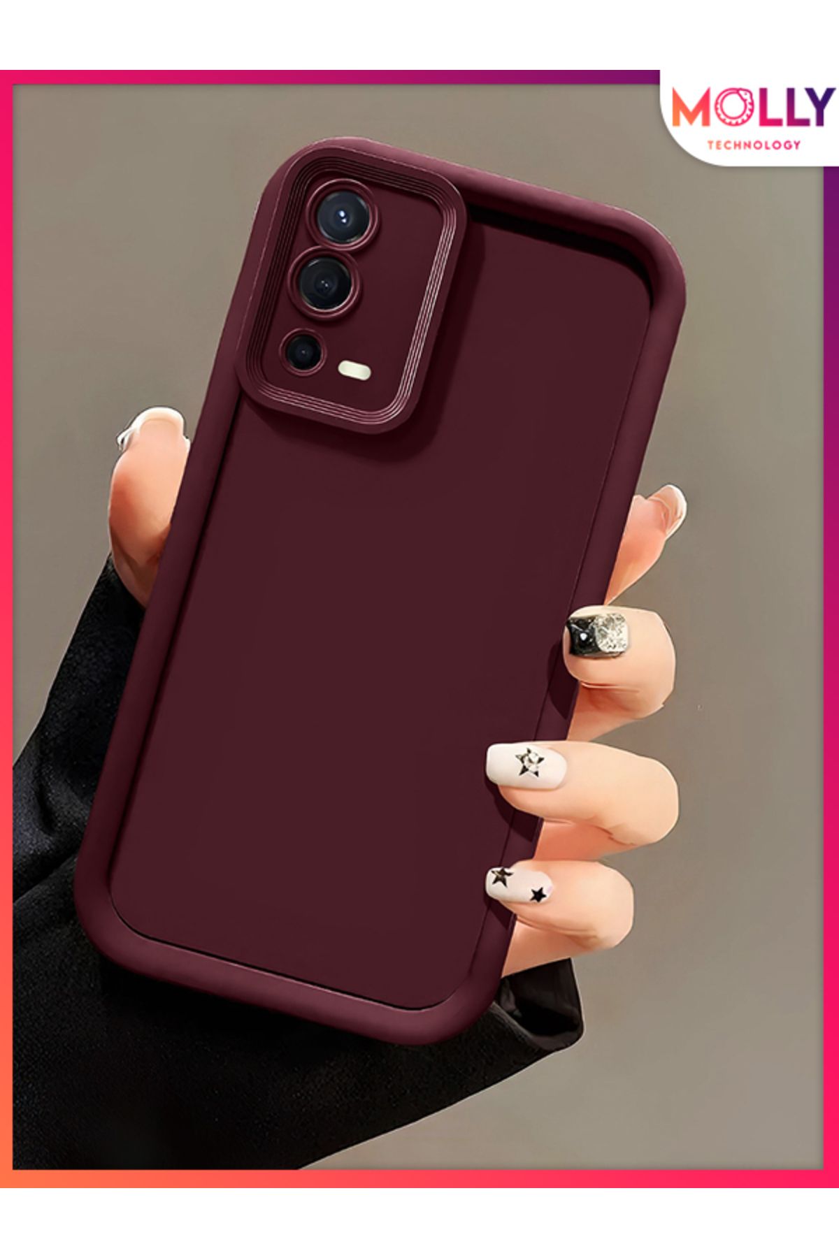 Molly Oppo A55 İçin Vişne Çürüğü Kenarları Kalın Pan Silikon Kılıf