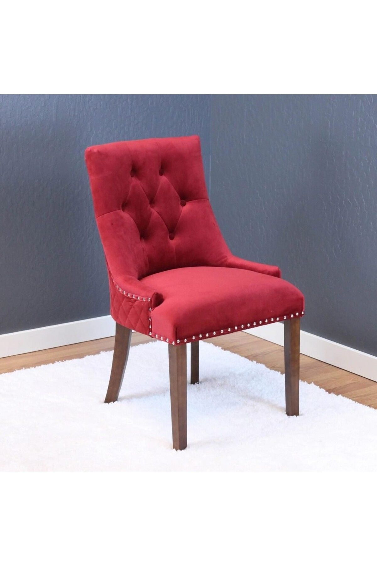 House One-Side Chair| swedish wood and Velvet - Red - 100x51x62 cm 1