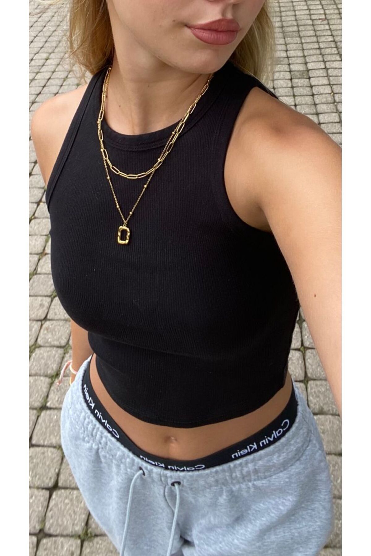 ALAMODECOR Kadın Halter Yaka Pamuklu T-shirt & Atlet & Büstiyer