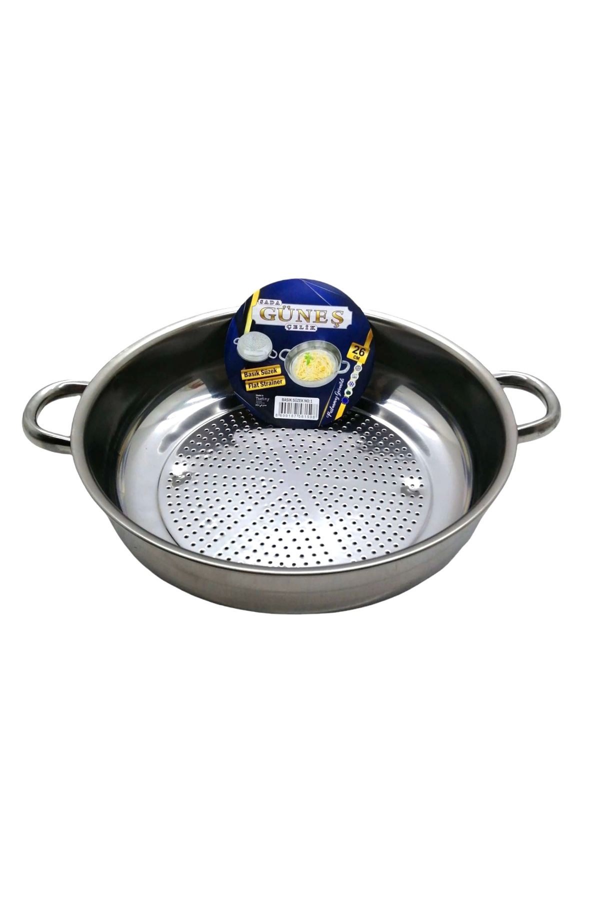 emosavm No-1 - 26cm Basık Süzek Metal Süzgeç