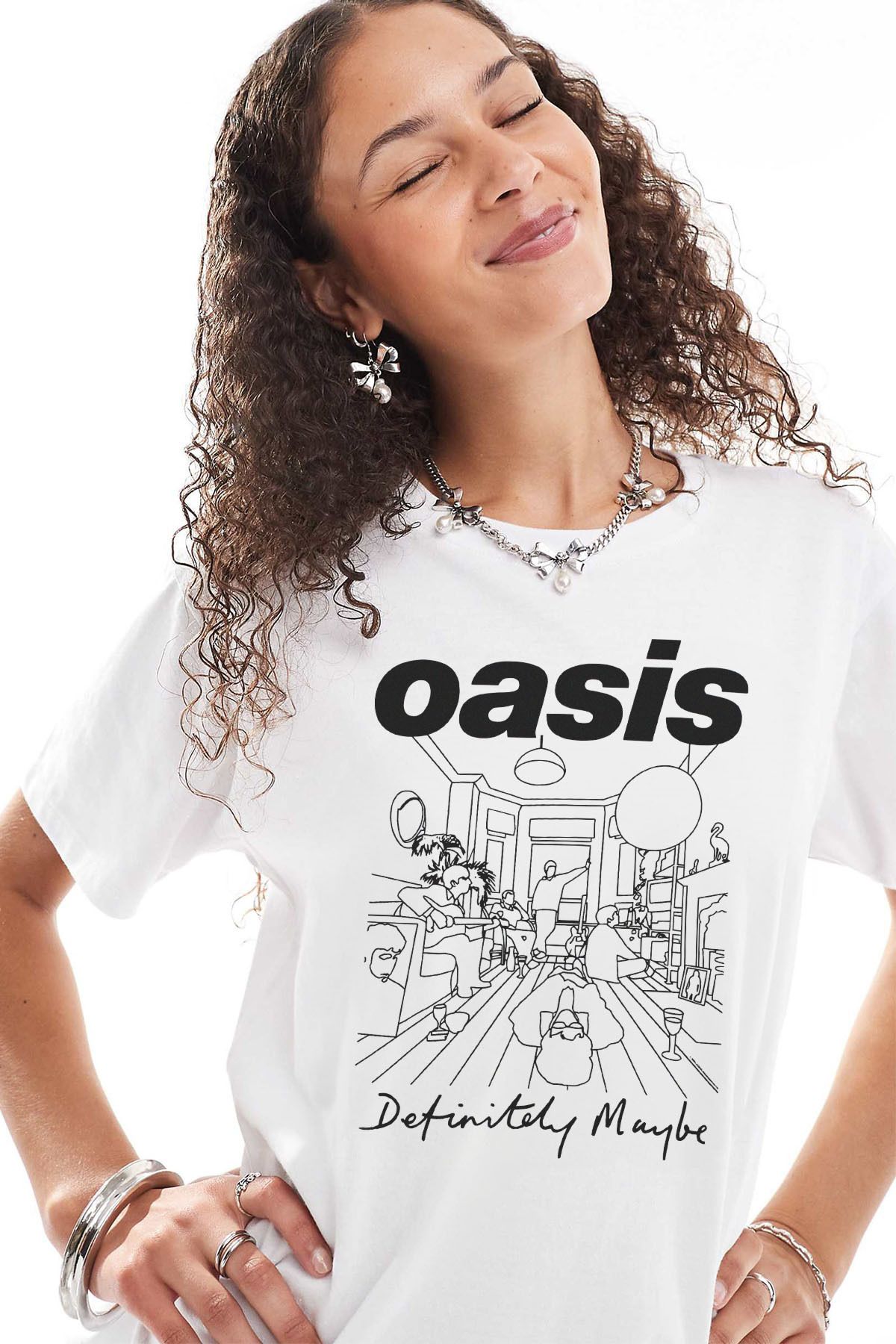 Tee&more. Unisex Regular Fit Oasis Definitely Maybe Baskılı Premium T-shirt