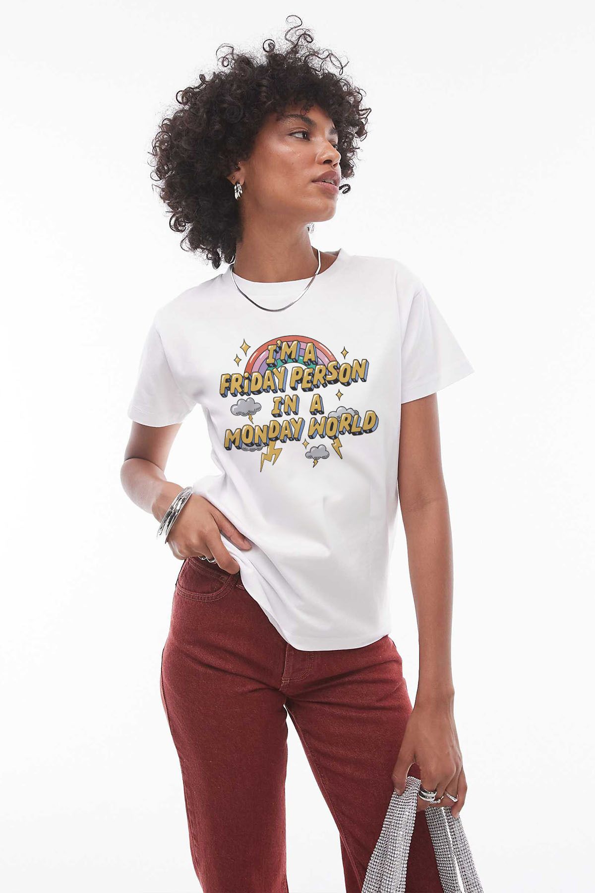 Tee&more. Unisex Regular Fit Friday Person Baskılı Premium T-shirt