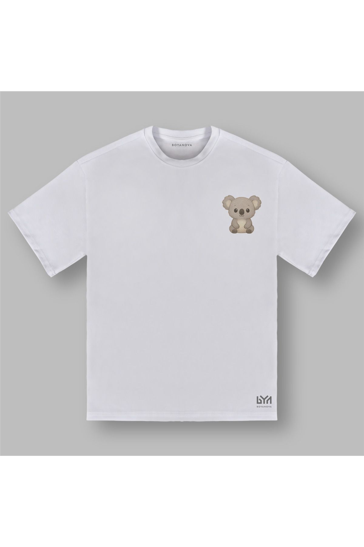 BOYANOVA Koala Figürlü Oversize Beyaz Tişört