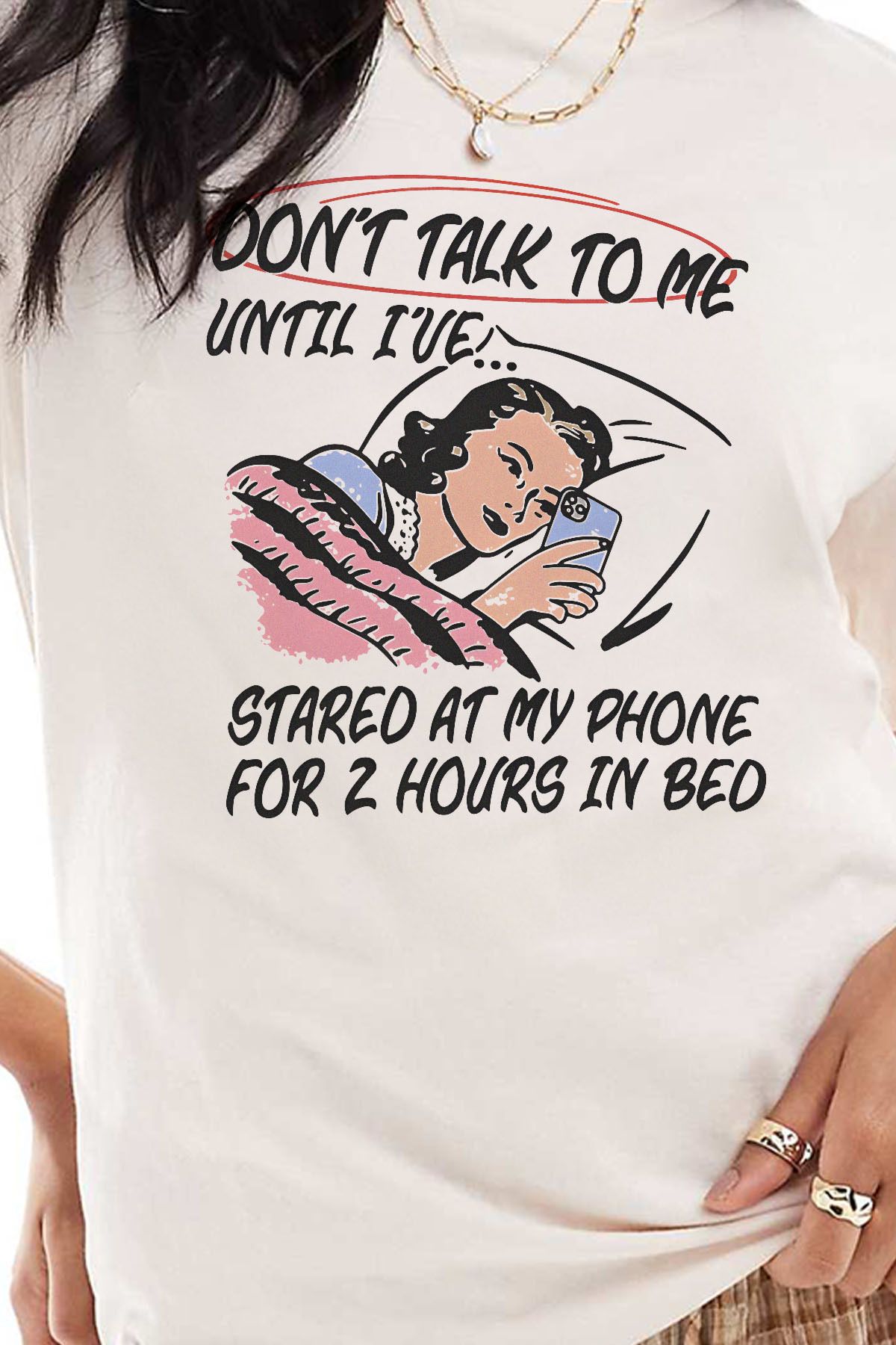 Tee&more. Unisex Regular Fit Don't Talk to Me Baskılı Premium T-shirt
