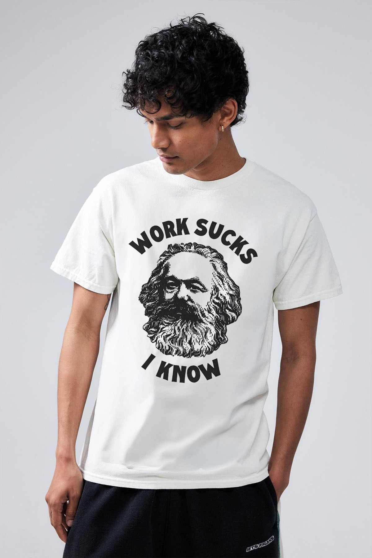 Tee&more. Unisex Regular Fit Karl 182 Works Sucks I Know Baskılı Premium T-shirt