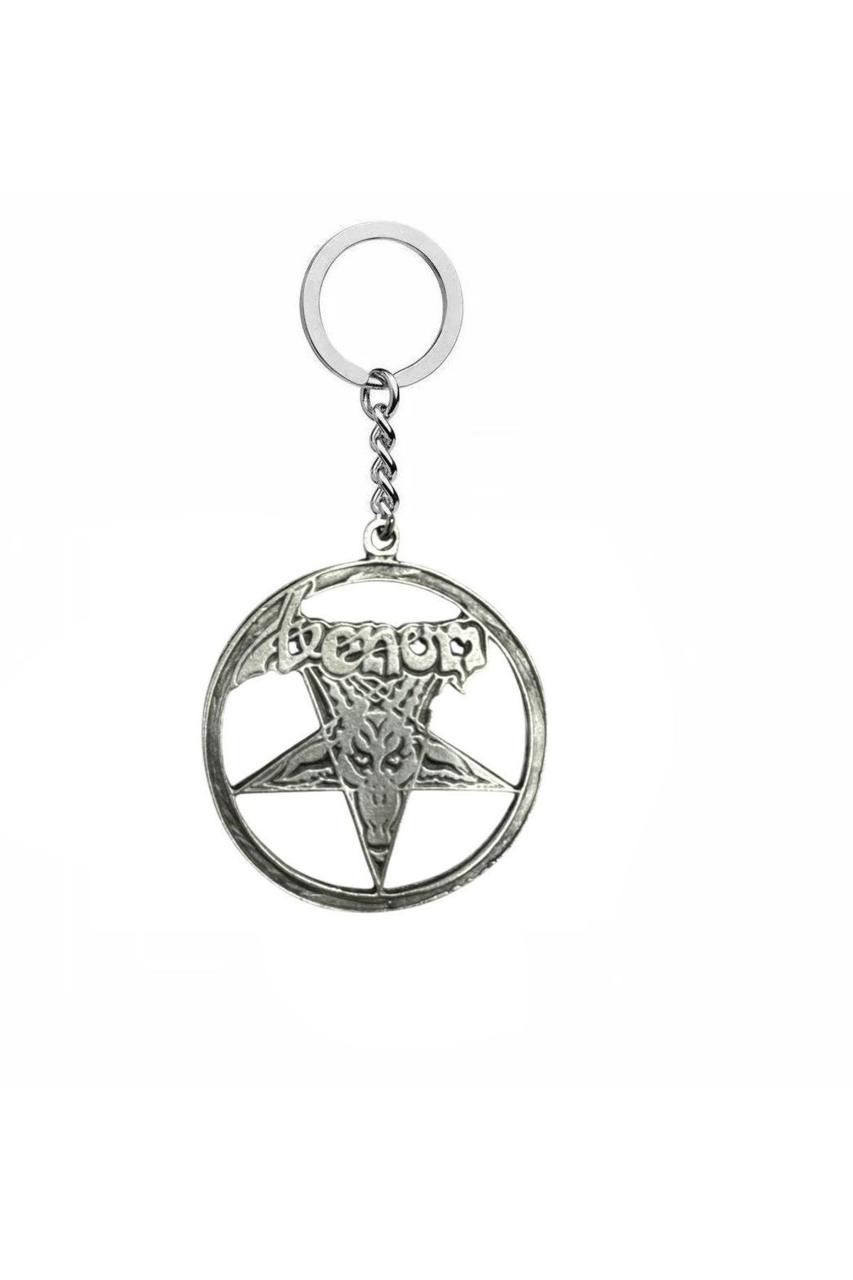 Herşey Nota Lucifer Keçi Kafası Pentagram Metal Anahtarlık – Gotik & Ezoterik Unisex Aksesuar