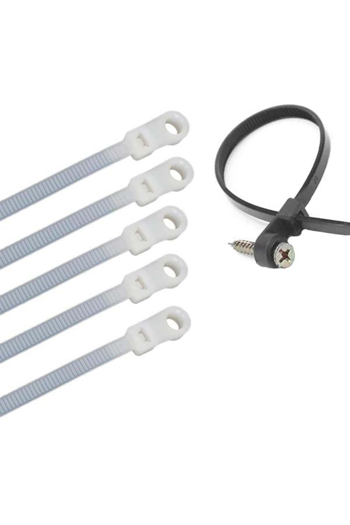 LovelymCo Powermaster Pm-26330 Vida Delikli Kablo Bağı Plastik Kelepçe 100Lü Paket Beyaz 3.6X150Mm