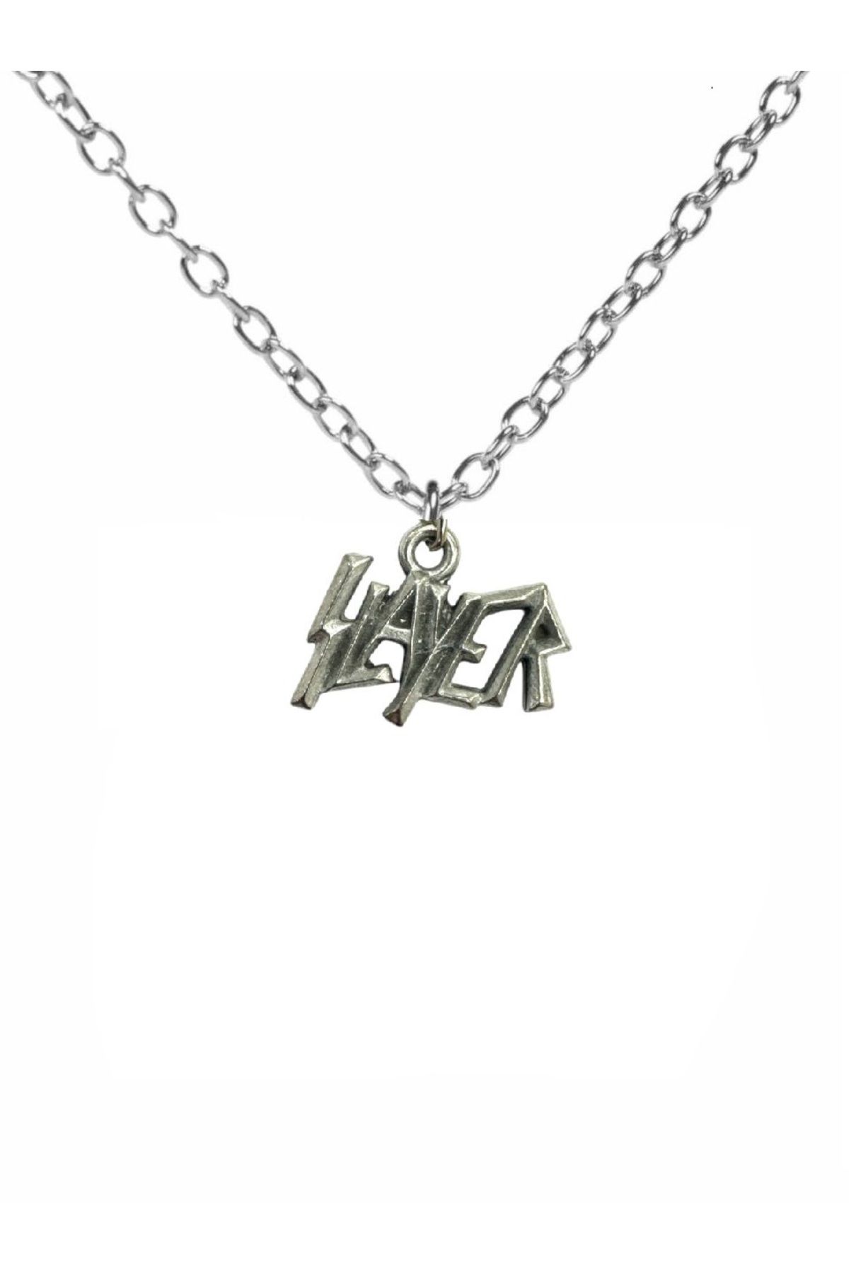 Herşey Nota Slayer Yazılı Metal Kolye – 60 cm Zincirli Heavy Metal Unisex Takı