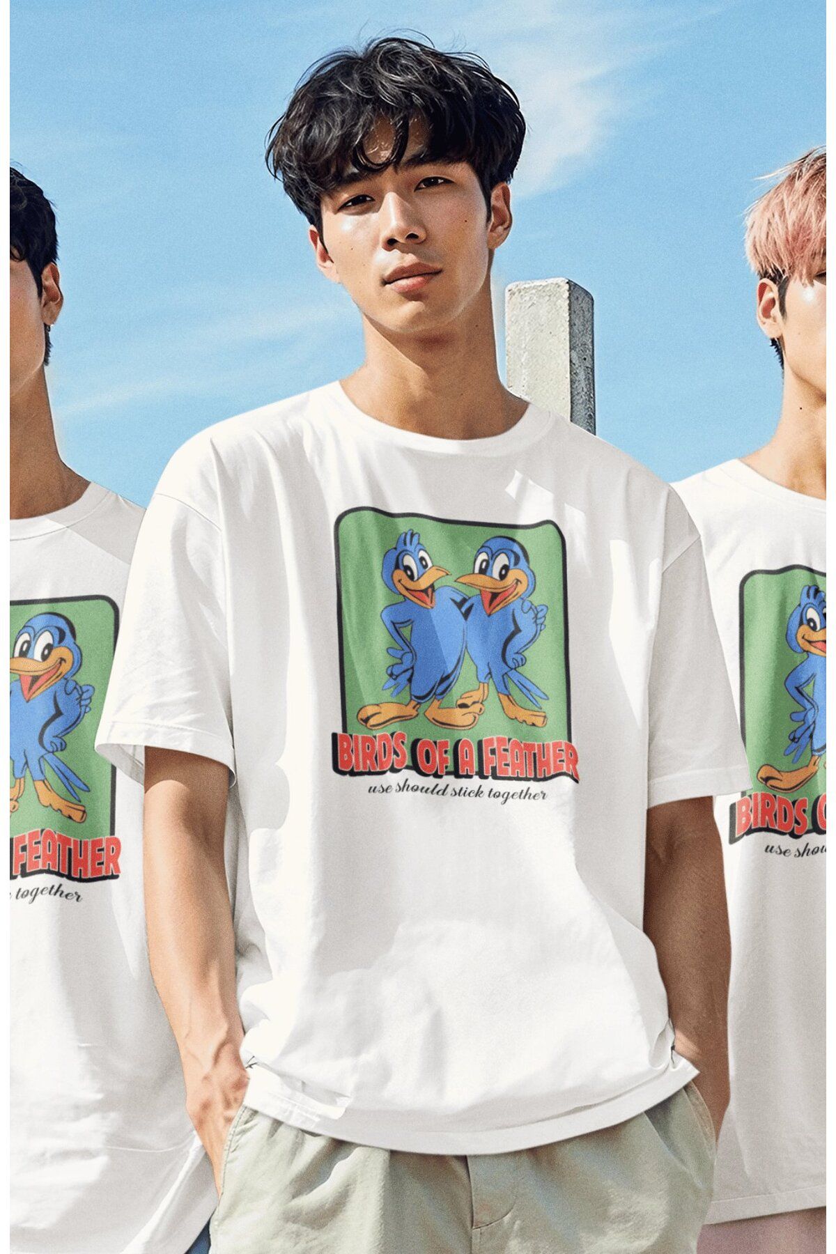 Fuddy Moda Unisex Birds of a Feather Yazılı Tişört, Oversize Billie Eilish Şarkı Baskılı T-shirt