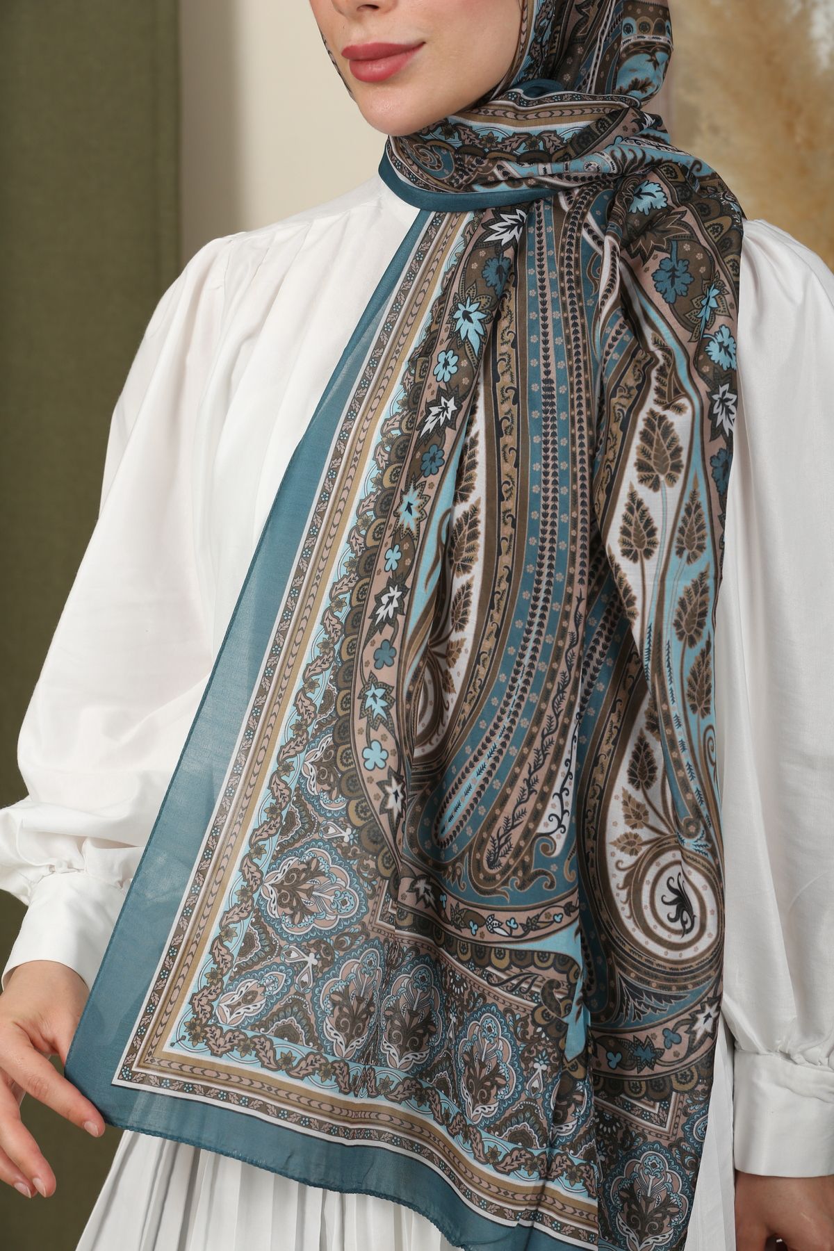 moda camiya Retro Desen Şal Siyah