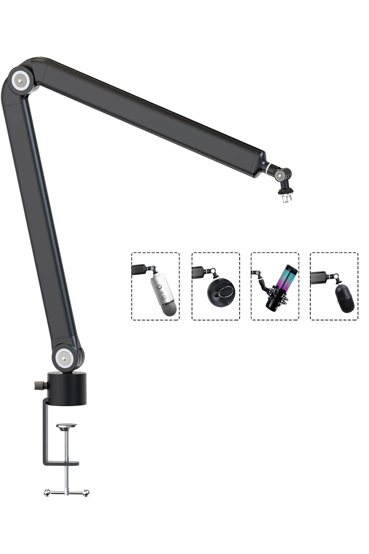 FlashHawk-Mic Boom Arm 360° Rotatable Microphone Stand with Desk Mount, for Live Streaming, Gaming, Radio 1