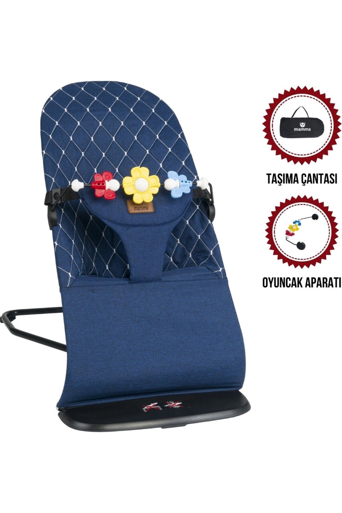 Lentini Mamma Smile Cotton Sallanır Üç Kademeli Ana Kucağı ( Oyuncak Aparatı ve Seyahat Çantası )