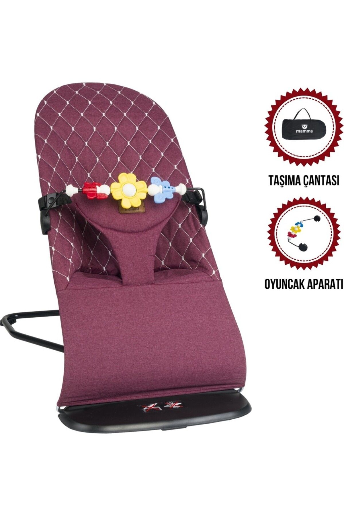 Lentini Mamma Smile Cotton Sallanır Üç Kademeli Ana Kucağı ( Oyuncak Aparatı ve Seyahat Çantası )