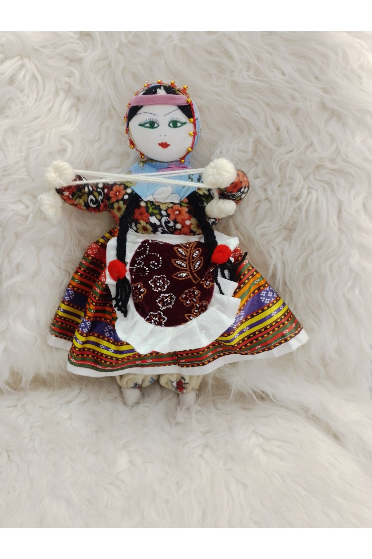 ŞAHMERDANOĞLU Şahmerdanoğlu 30x30 Cm El İşcilikli Büyük Boy Kapadokya Soğanlı Bebeği, İp Saran Modelli 9
