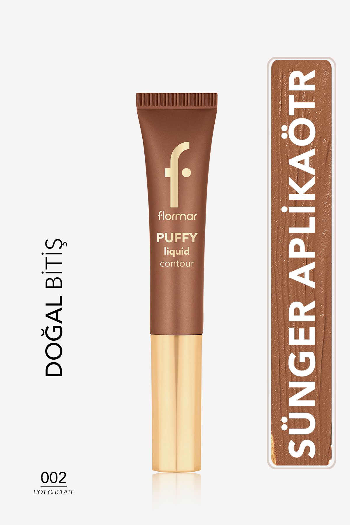 Puffy Liquid Hafif Yapılı & Sünger Aplikatörlü Likit Kontür- 002 Hot Chclate -8682536093828
