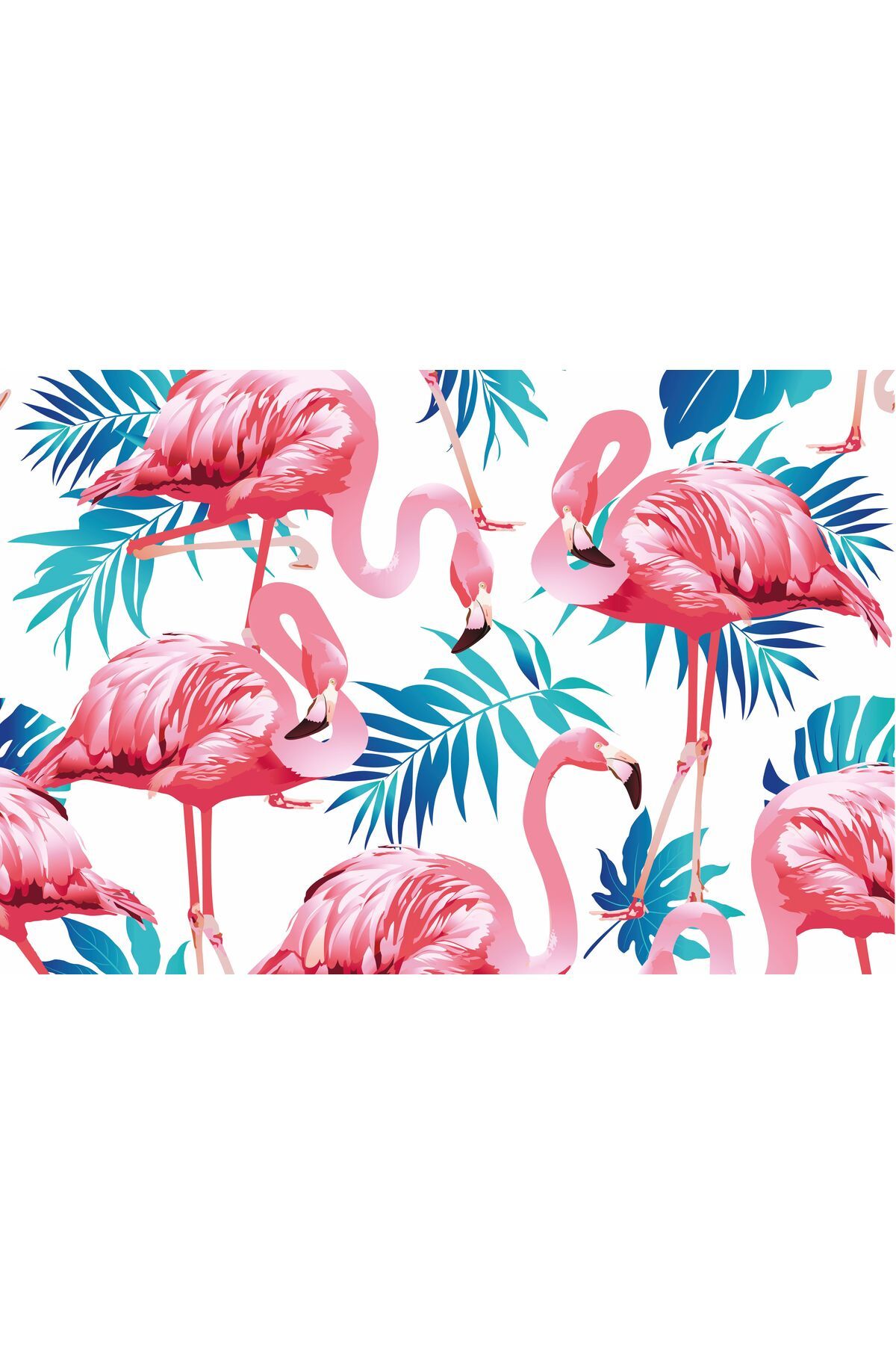 Fabeteks Flamingo Ailesi Yaprak Desenli Plaj Havlusu 75x150cm