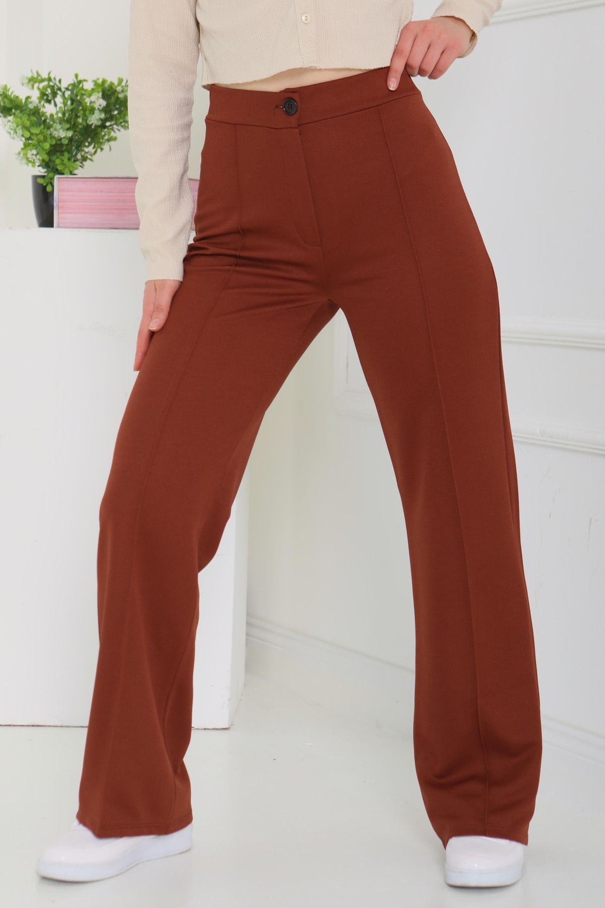 TOFİSA Şerit Detaylı Spor Pantolon Kahve - 27084