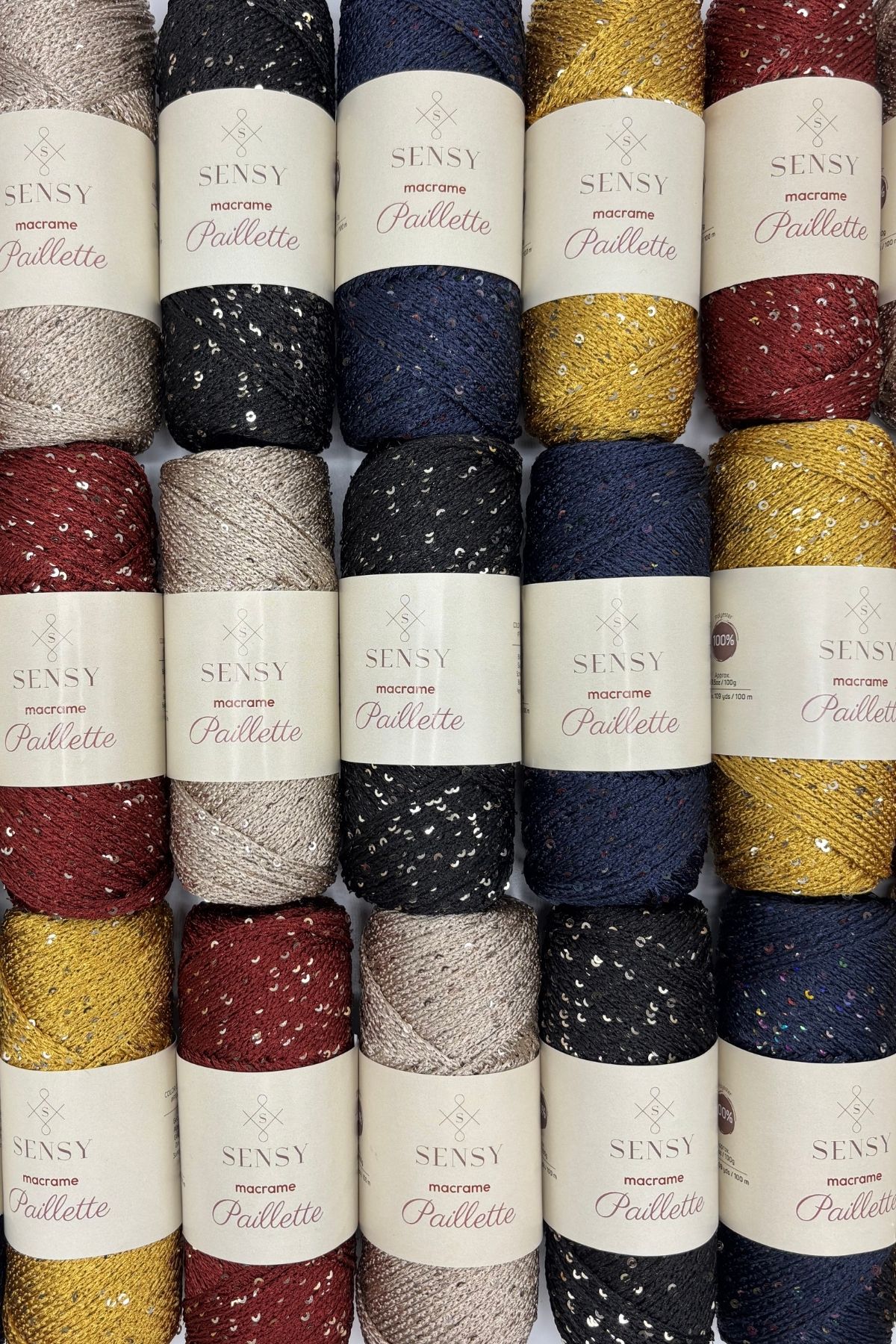 SENSY-Paillette Sequin Polyester Macrame Thread Polyester Macrame Thread Supply Thread Sequin Bag Thread Gold 8