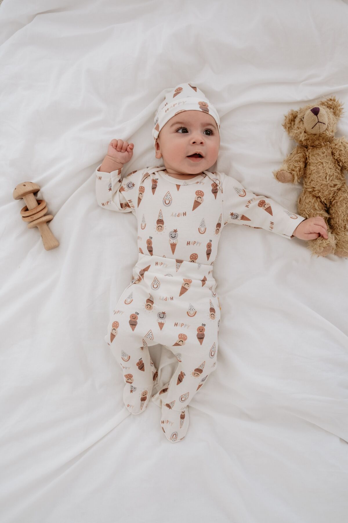 Luna Kids Collection %100 Organik Pamuk Zıbın Takımı - Dondurma