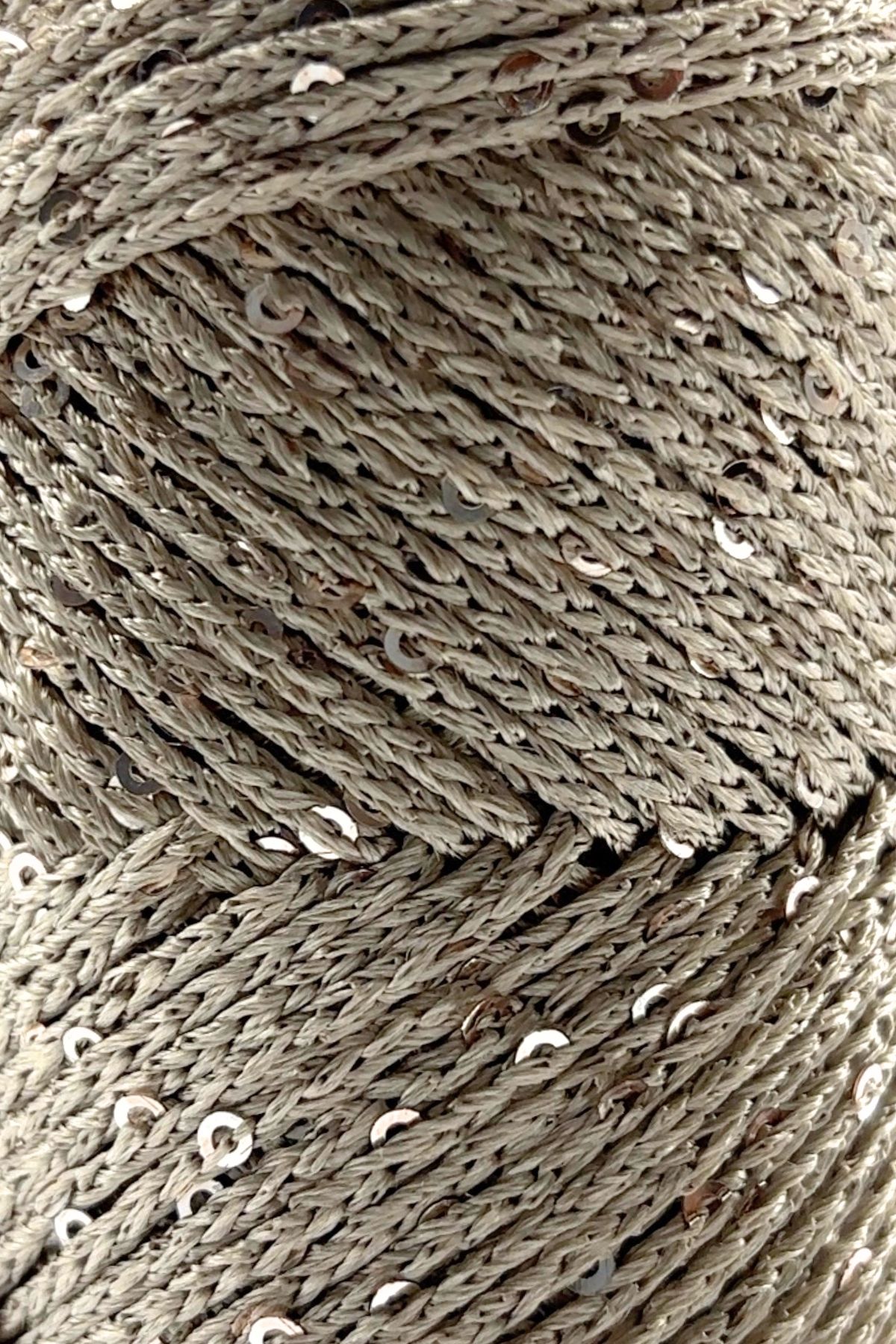 SENSY-Paillette Sequin Polyester Macrame Thread Polyester Sequin Macrame Thread Sequin Bag Thread Milky Coffee 2