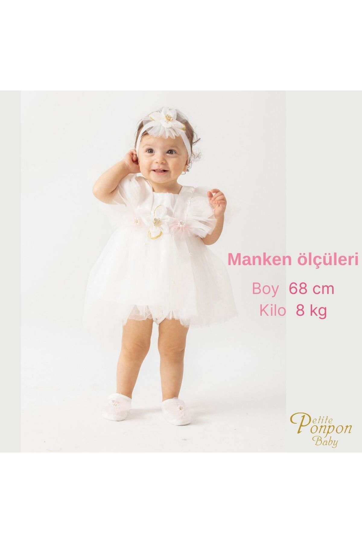 Genel Markalar Ponpon Baby Kız Bebek Yenidoğan Hediyelik Premium Mevlüt Elbisesi fotoğrafı 3 (önizleme)