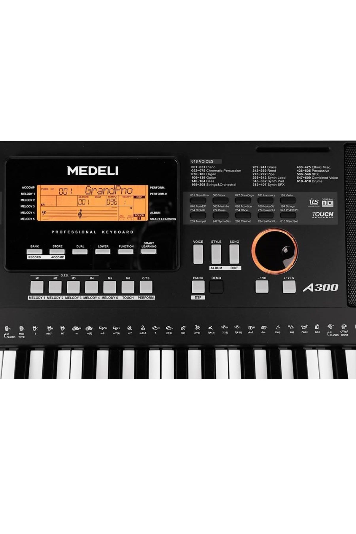MEDELİ-A300 Synthesizer, 61 Dynamic Keys, 618 Sounds, 240 Rhythms, USB-midi, Microphone Input 4