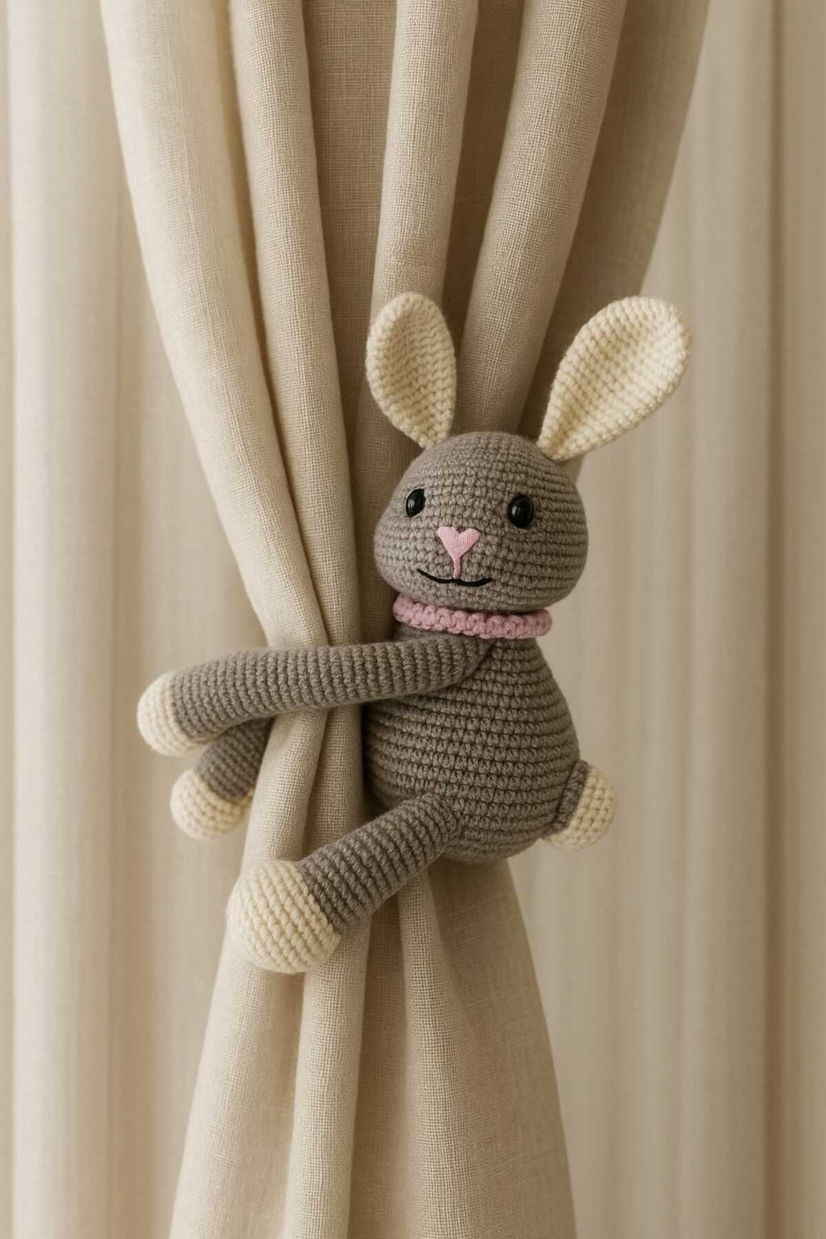 TechStore Amigurumi perde tutucu sevimli tavşan