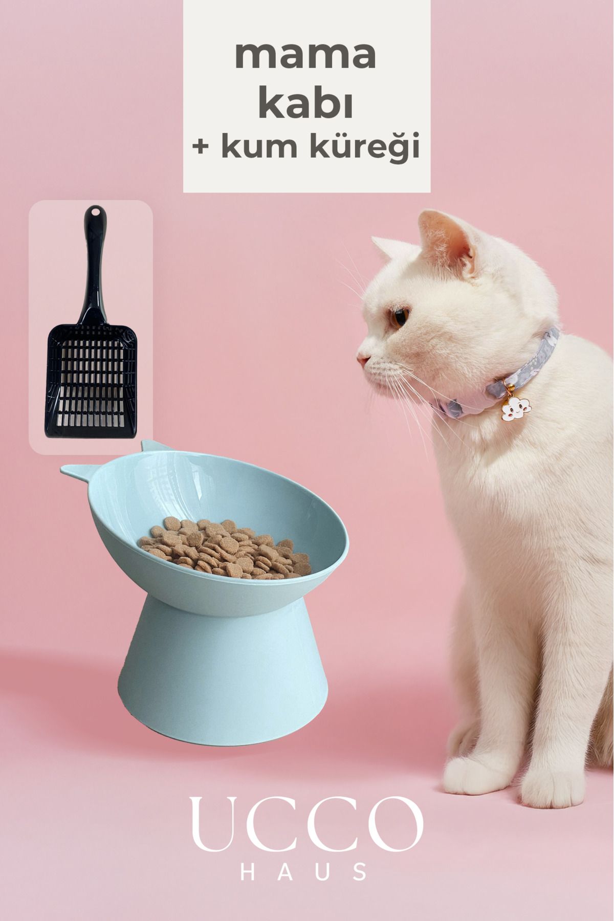 UCCO Eğimli Mama Kabı- Kedi Köpek - Tuvalet Küreği - Ergonomik BPA İçermez Plastik Özel Tasarım Küreği