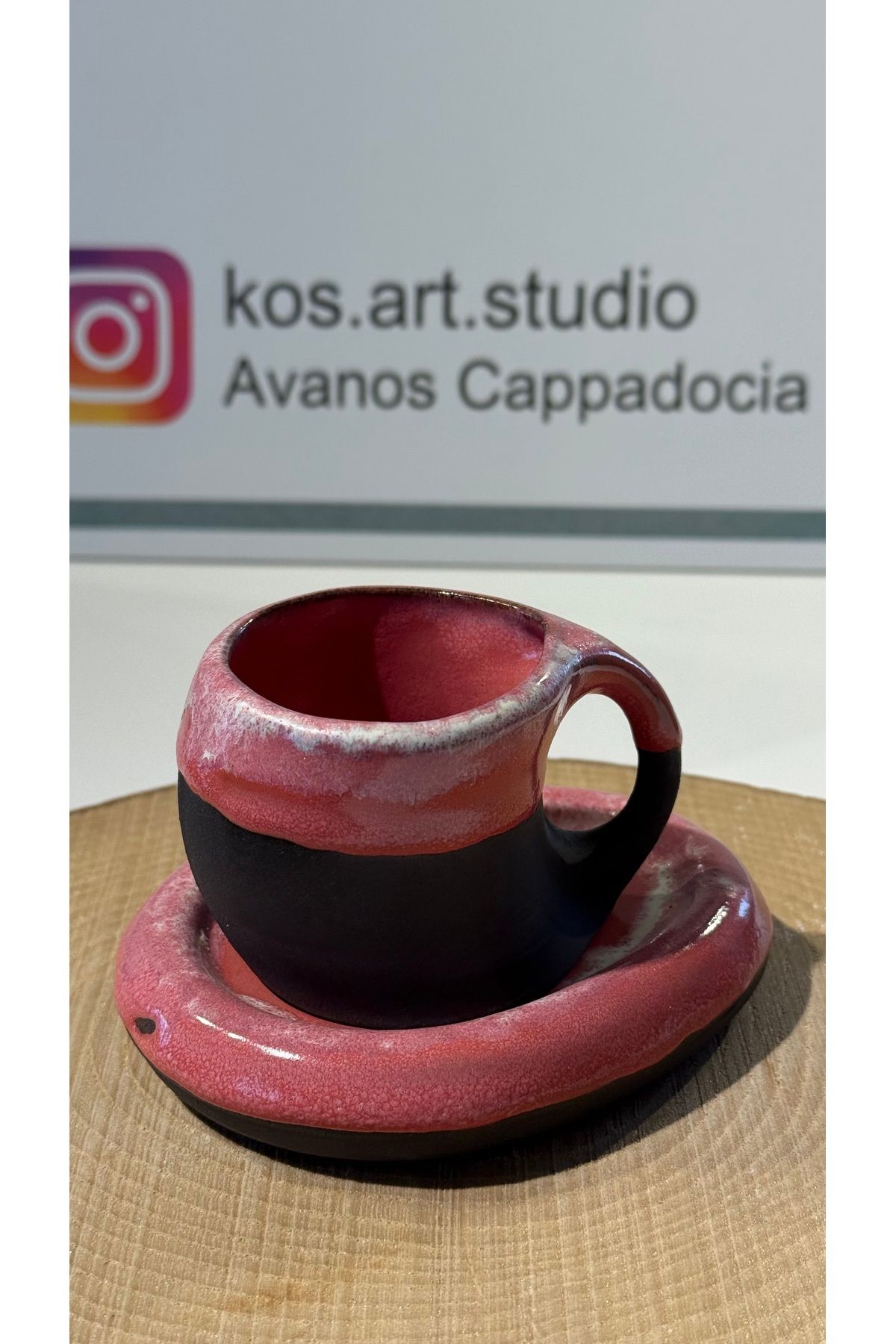 Kos art Studio Stonware Tabaklı Türk Kahvesi Fincanı
