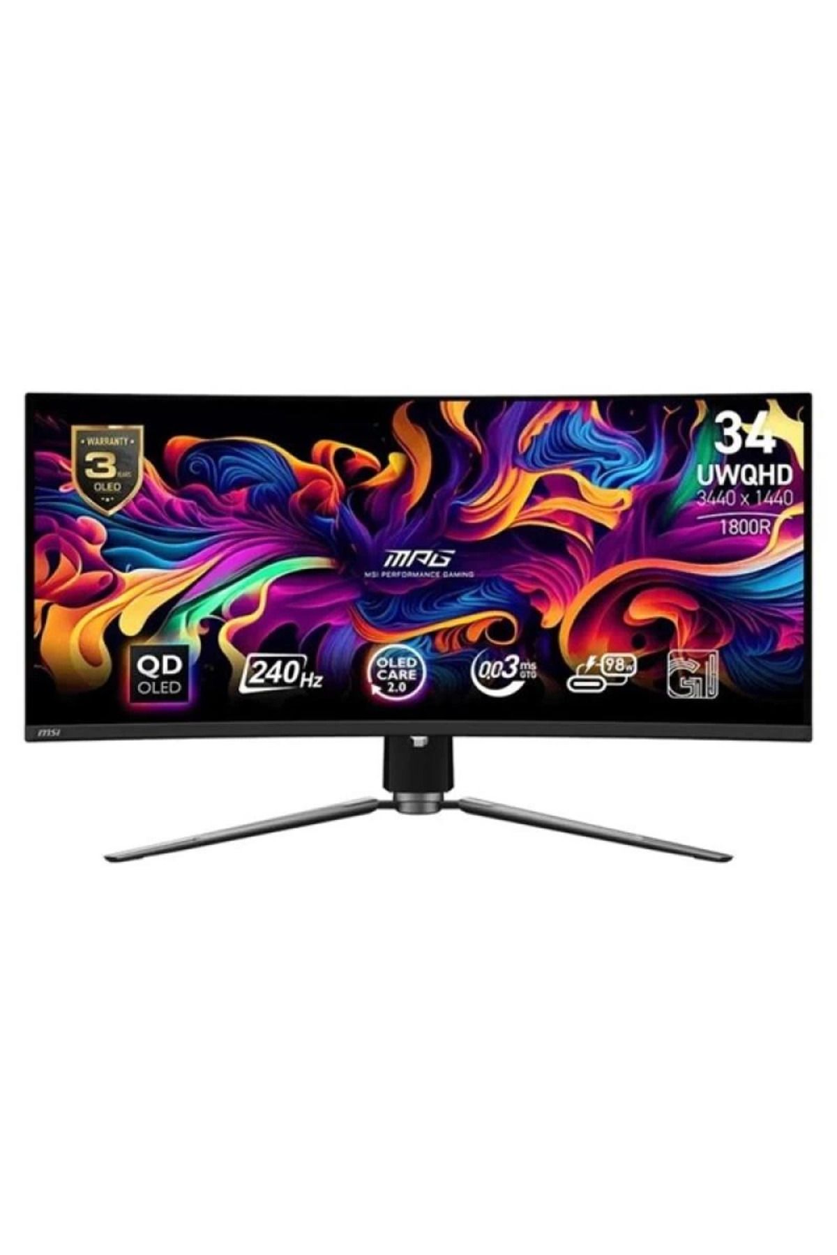 ÖYKÜ VE YİĞİT MSI 34 QD OLED MPG 341CQPX 0.03MS 240HZ HDMI-DP KAVISLI GAMING MONİTÖR 3440X1440