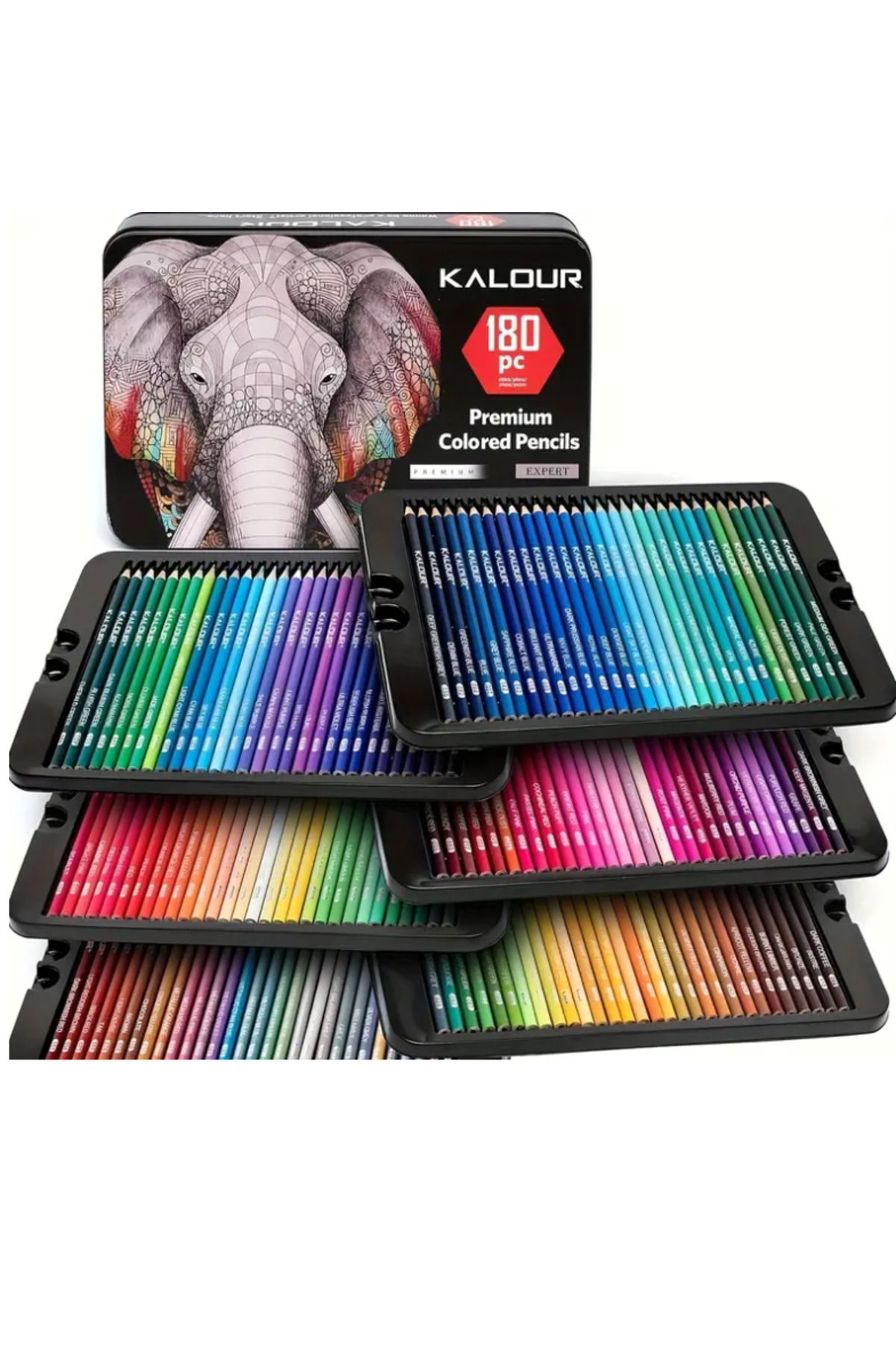 hobi market art Kalour Profesyonel Kuru Boya Kalem Seti Metal Kutu 180 Renk