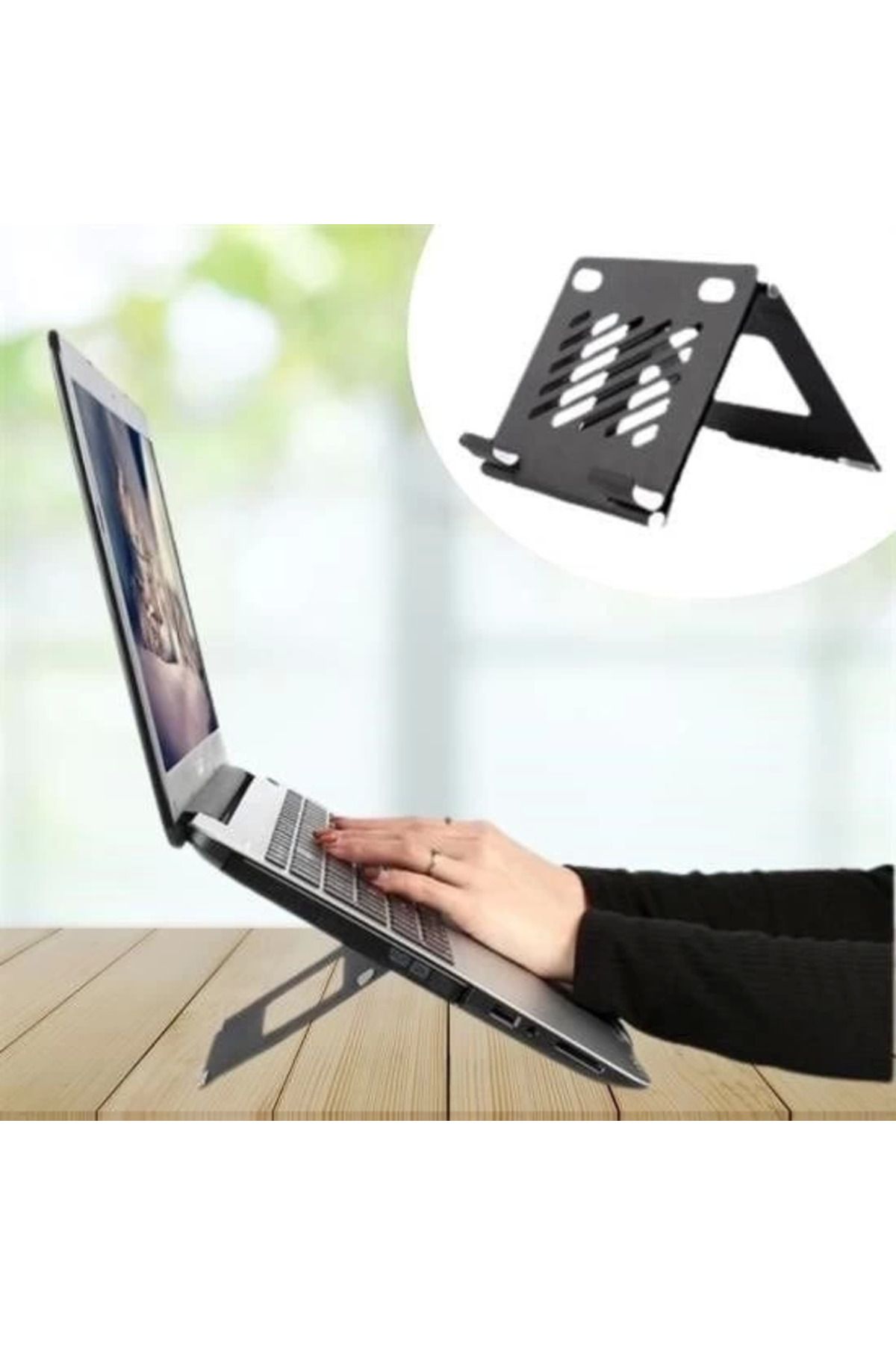 DENİZBİLİŞİM Ayarlanabilir Metal Dizüstü Destek Tabanı Katlanabilir Taşınabilir Laptop Sehpası Standı