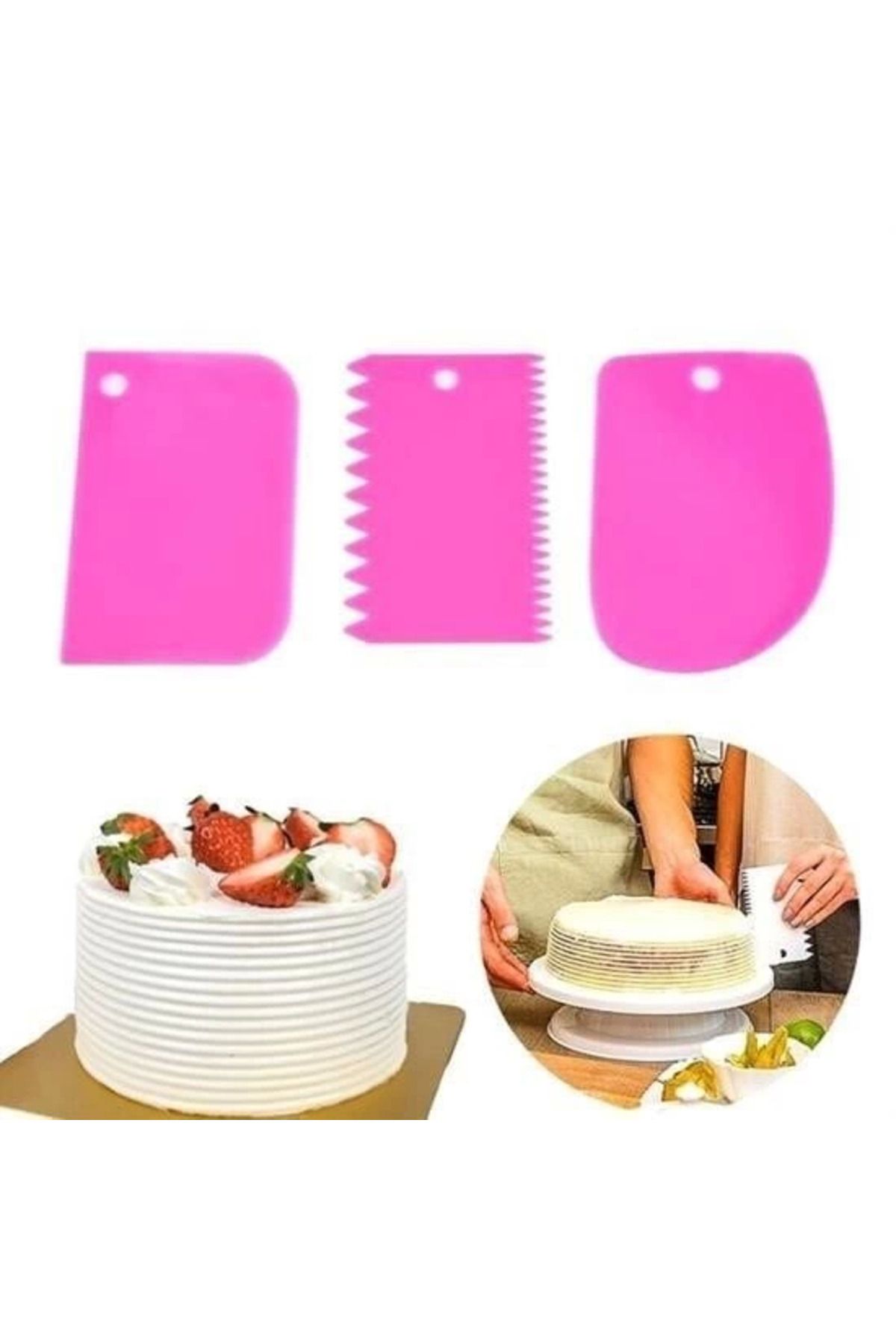 ÖYKÜ VE YİĞİT Pasta Hamur Şekillendirici Spatula Kesici Kazıyıcı Dekoratör Set