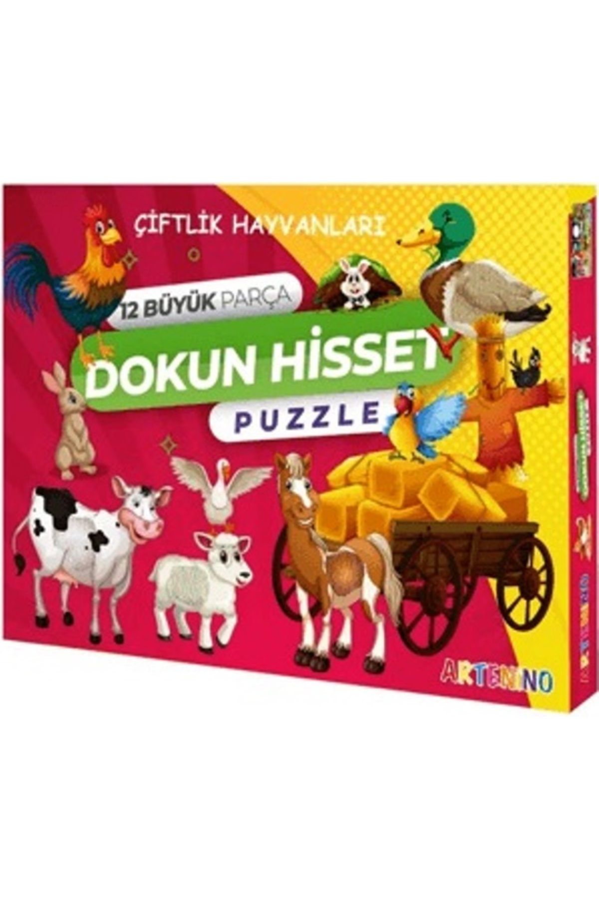 Artenino Çiftlik Hayvanları 12 Büyük Parça Dokun Hisset Puzzle