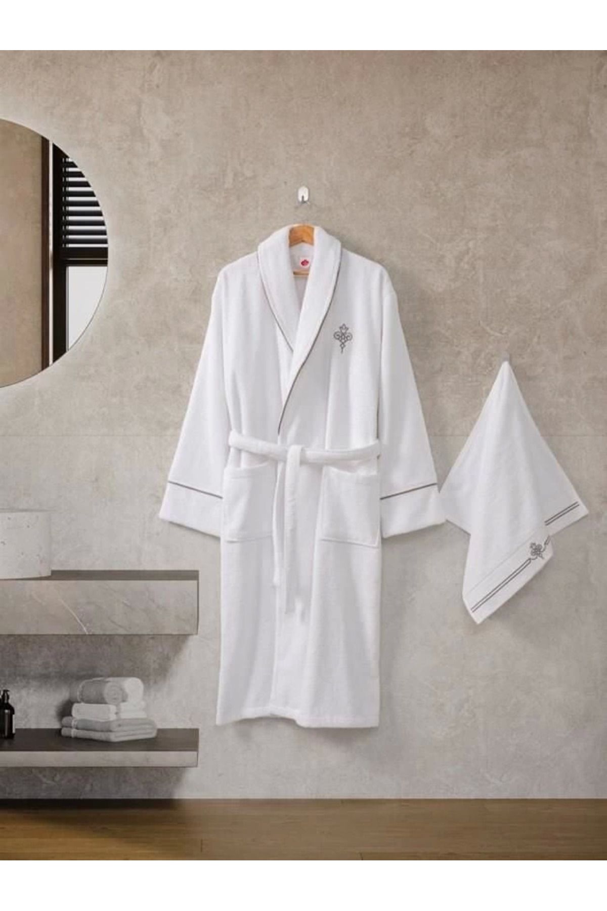 Angoravi Cotton Box Classic Bornoz Seti Güher M-L Kadın