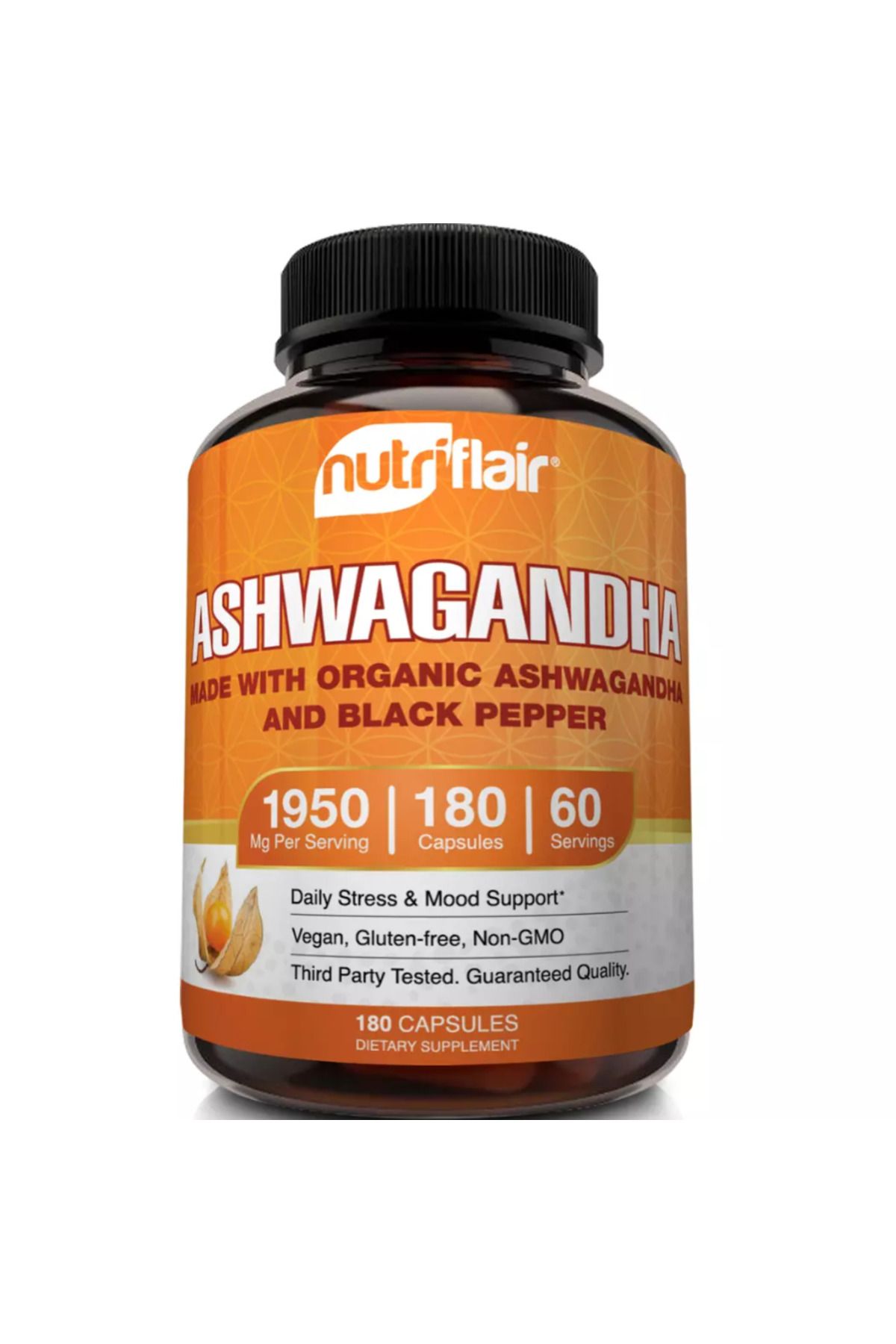 Nutriflair , Organic Ashwagan.dhaa, Root Extract 1950 mg 180 Capsules