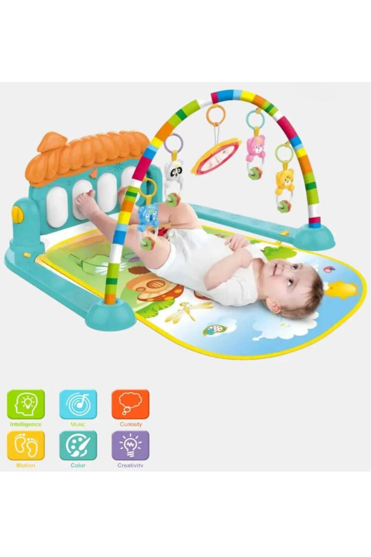 Zuu Baby Sevimli Piyanolu Sesli Işıklı Aynalı Oyun Halısı I Eğitici Duyu Gelişim I Görsel ve işitsel Gelişim