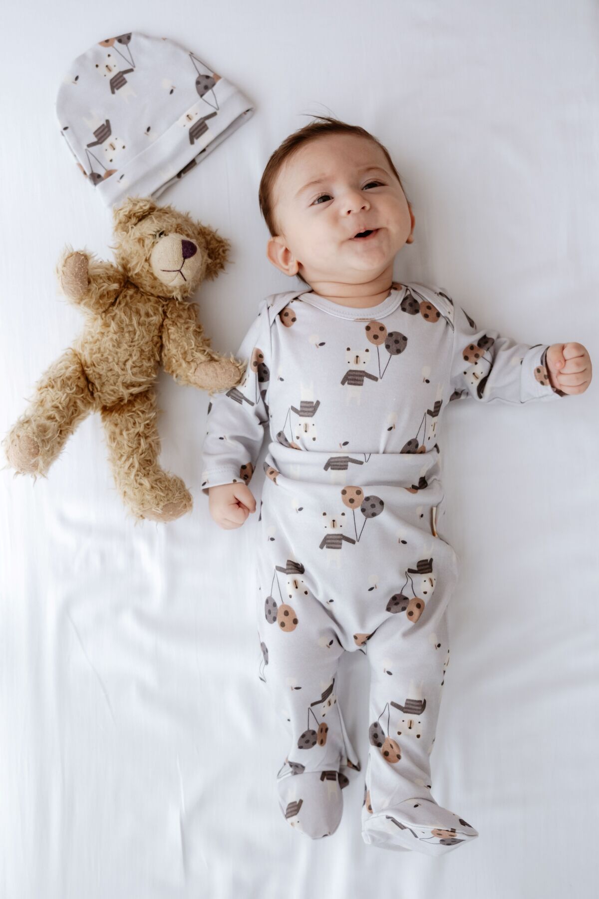 Luna Kids Collection %100 Organik Pamuk Zıbın Takımı - Teddy Bear