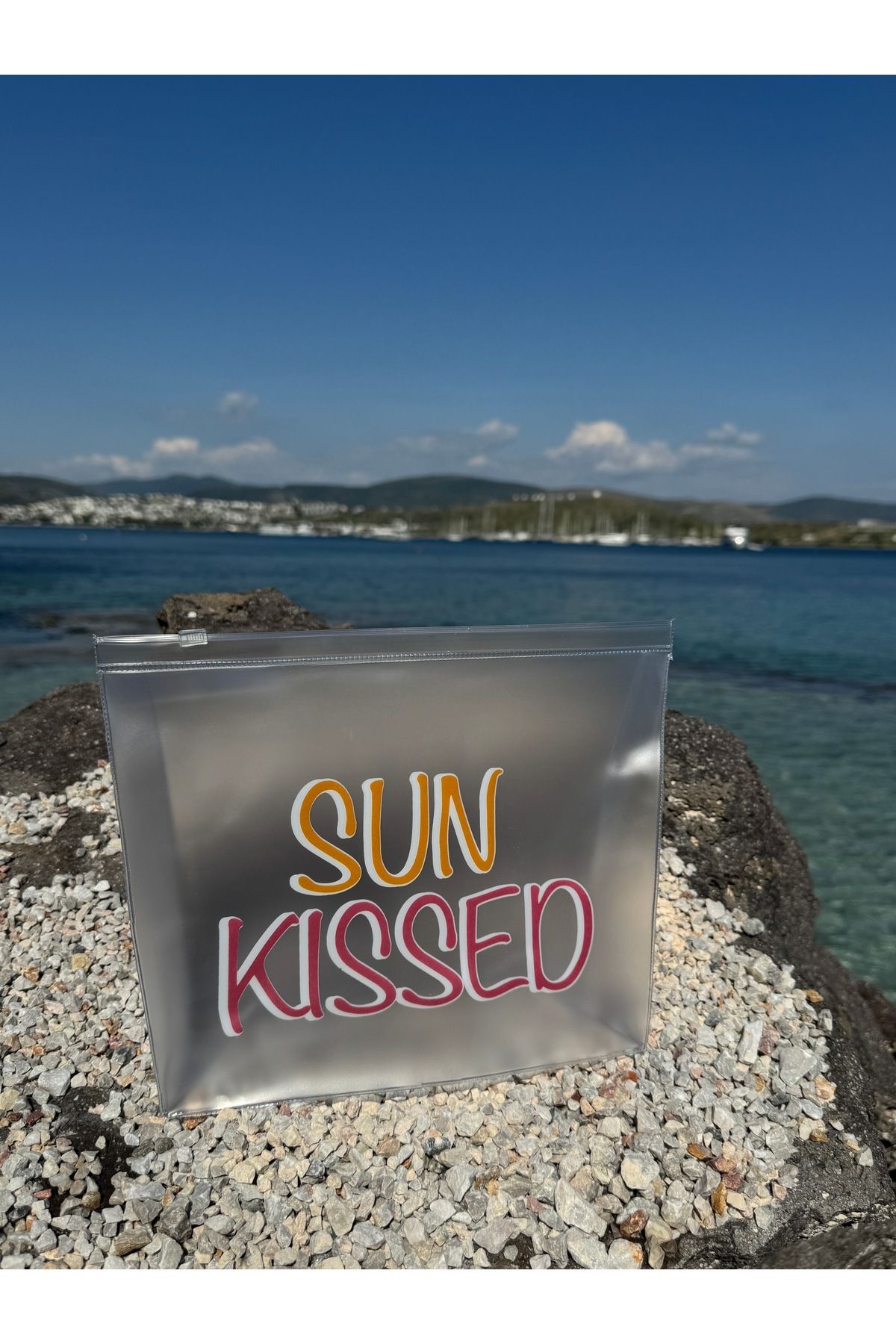 4nio ŞEFFAF SUN KISSED BASKILI ÇOK AMAÇLI ÇANTA