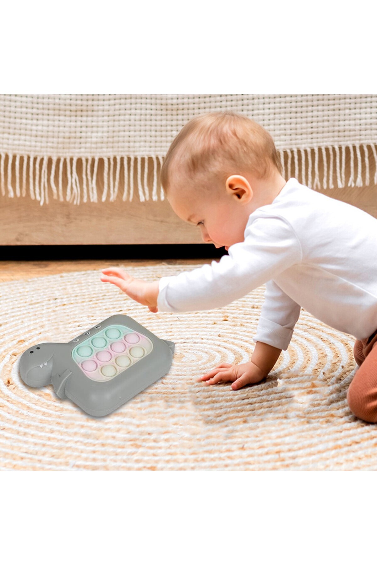 Flippy-Pop It Interactive Toy, Console Type, Dinosaur, 4 Game Modes, Antistress, Gray, 3 Years 6