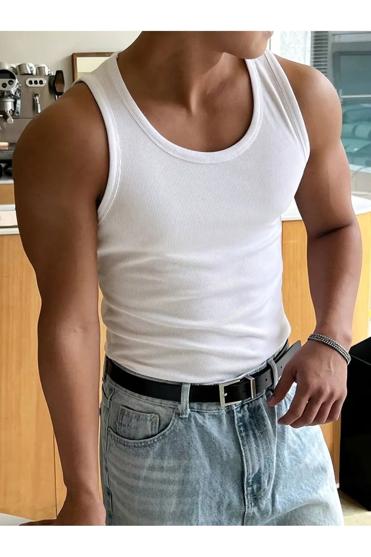 Erkek Halter Yaka Sporcu Likralı Atlet