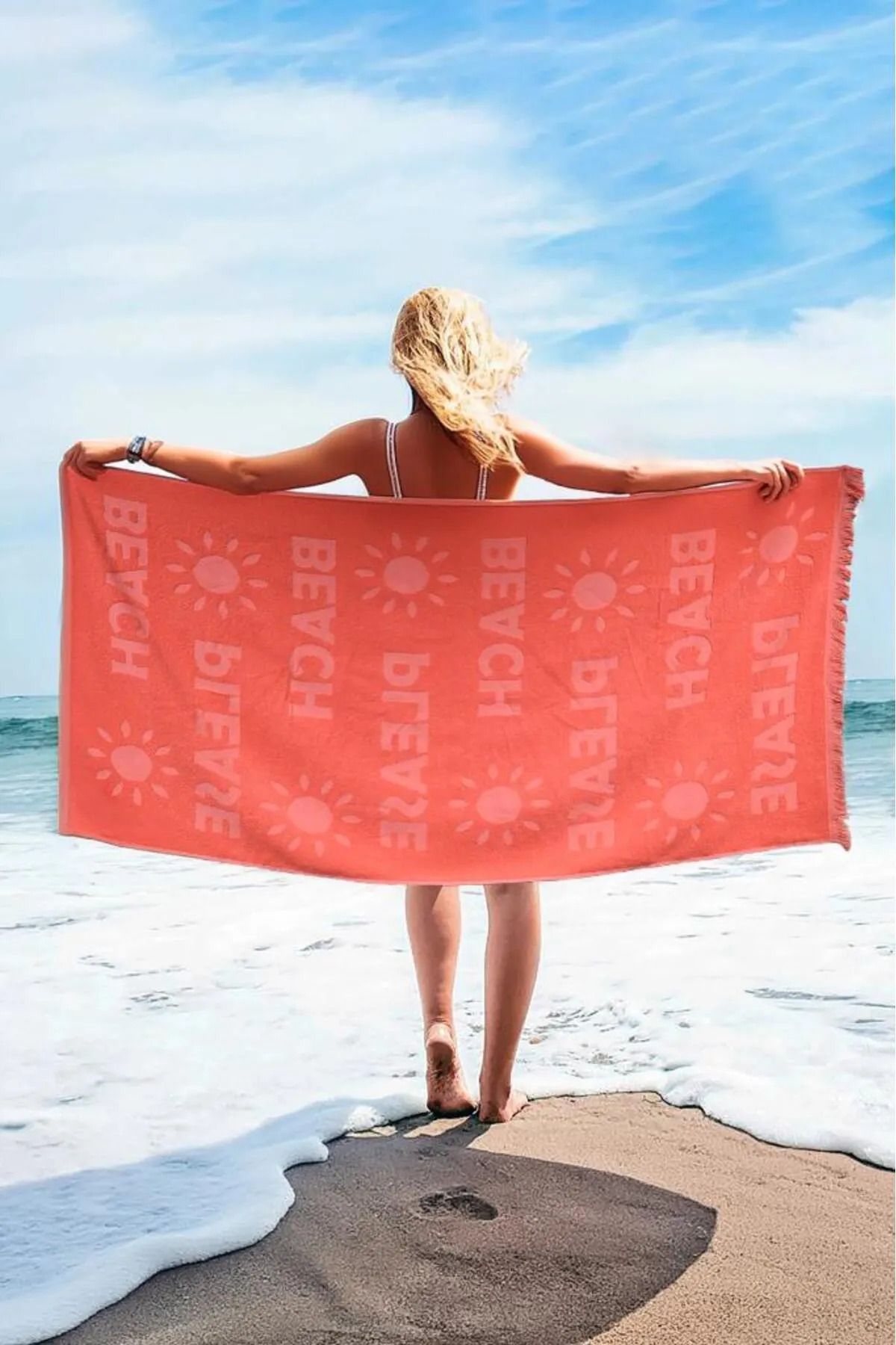 Lady Home Miabella Home Plaj Havlusu %100 Pamuk ,Hızlı Kuruyan,Yumuşak,Banyo Havlusu,Kenar Püsküllü 70x150 Cm