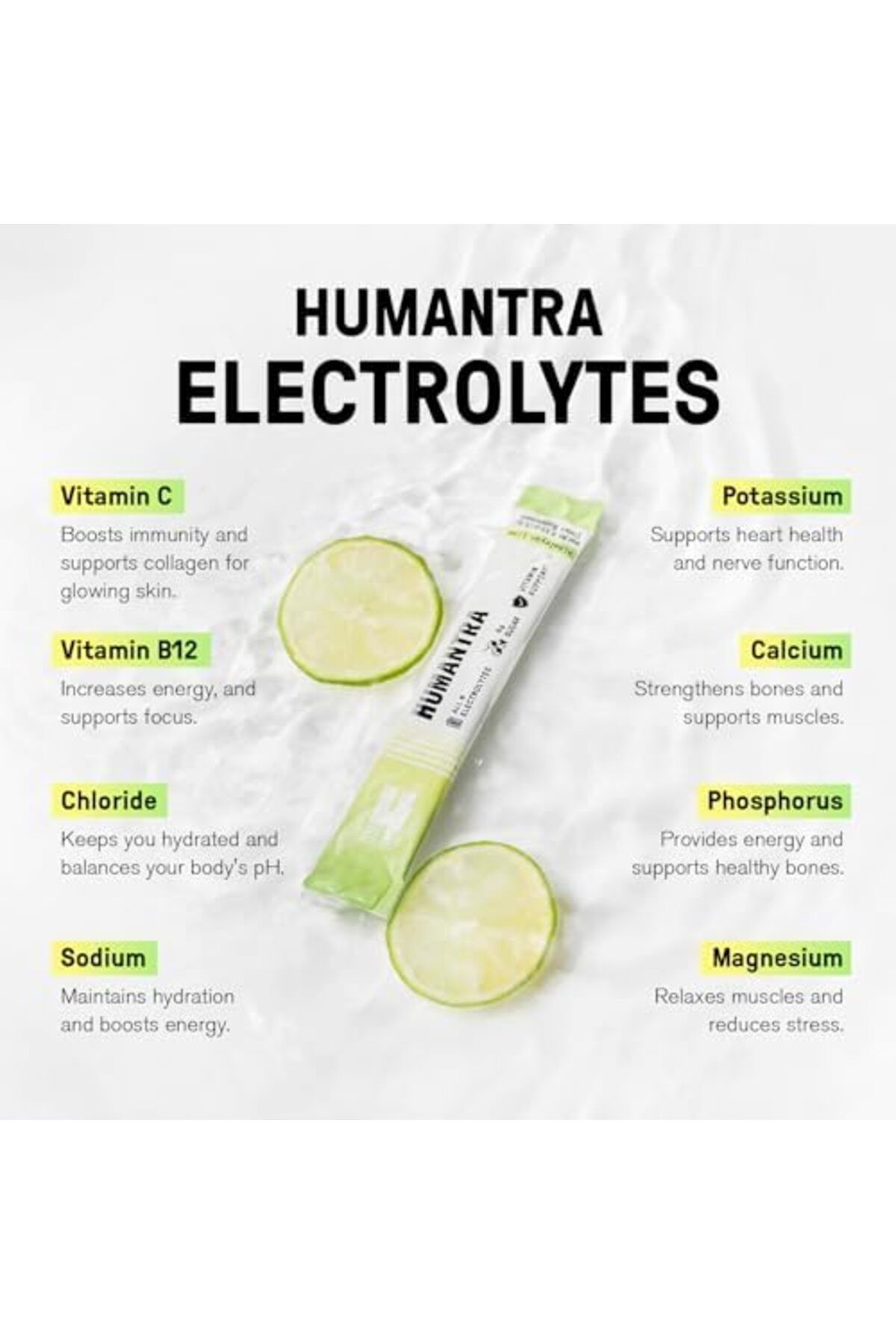 Humantra-Himalayan Lime Hydration Packets | Zero Sugar Electrolyte Hydration Multiplier w/Essential 4