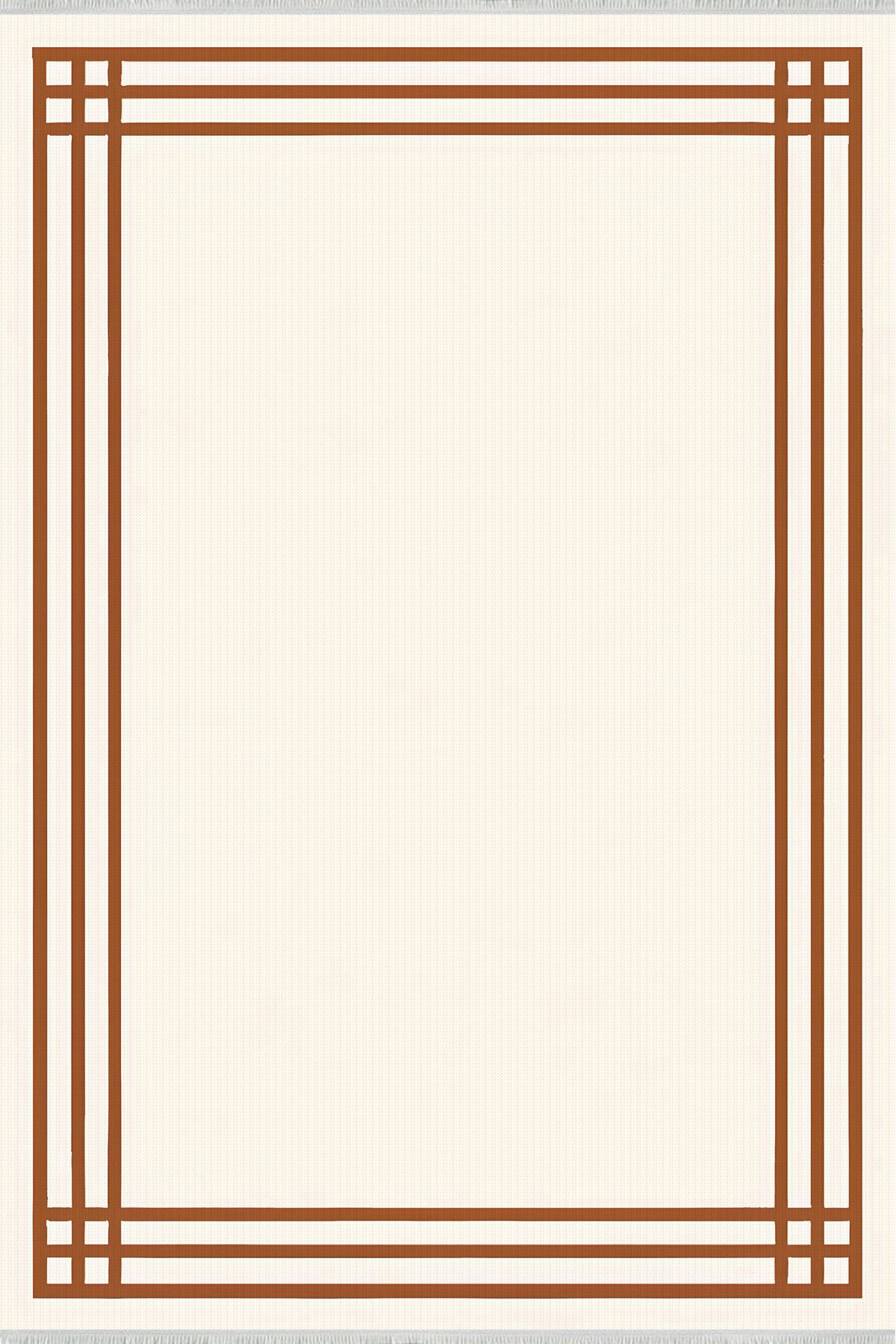Home Modern Çizgili Krem Kahve Yıkanabilir Halı 160x230 cm