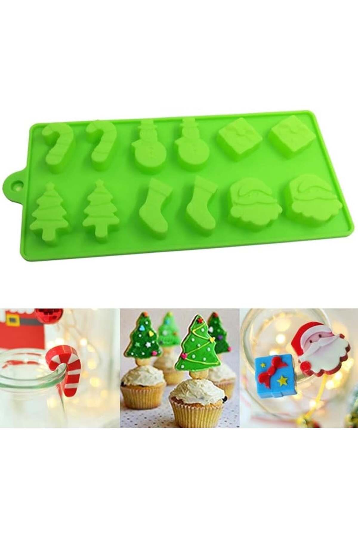 YuCool-Set de 3 forme YuCool pentru bomboane de Crăciun, silicon, multicolore, 15,2 x 10,2 x 0,8 cm 6