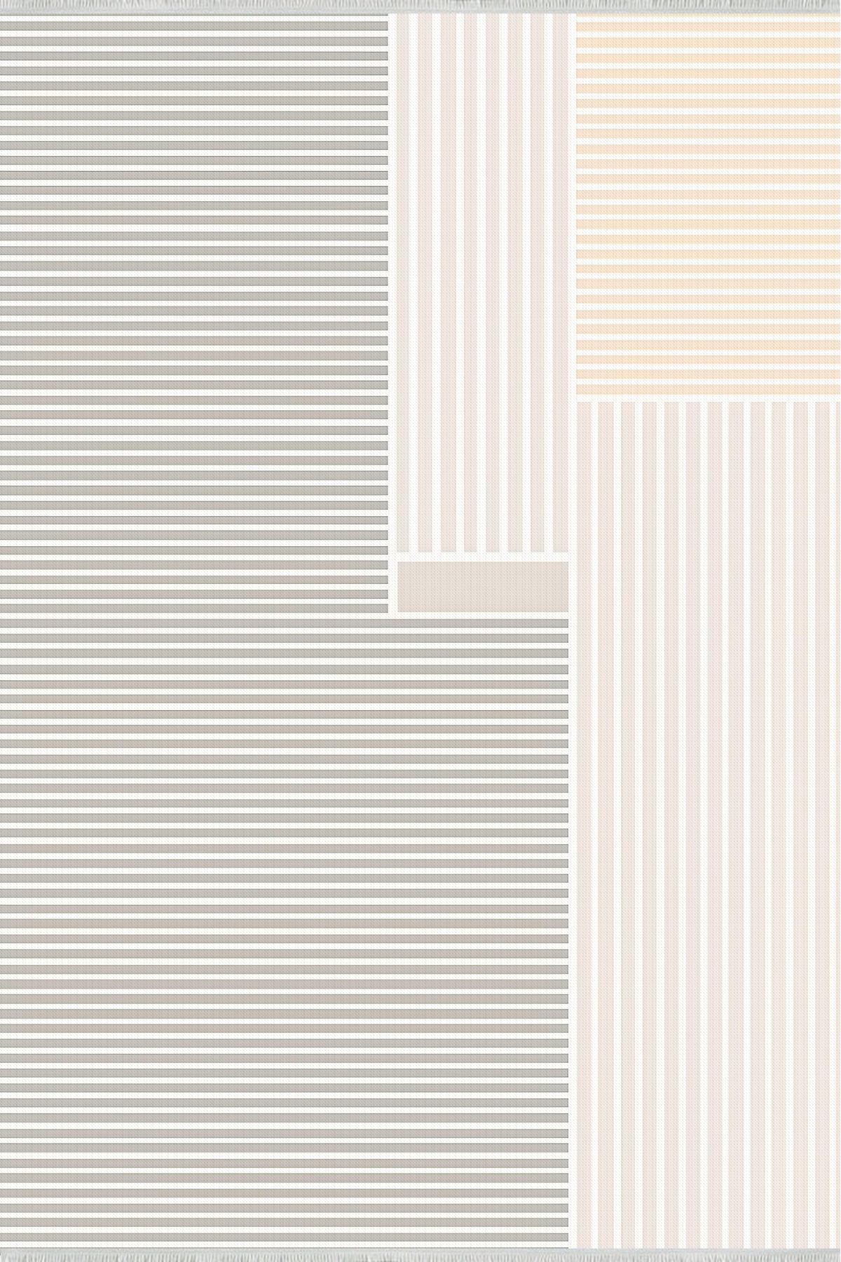 Home Minimal Geometrik Desen Halı Gri Pudra Bej 160x230