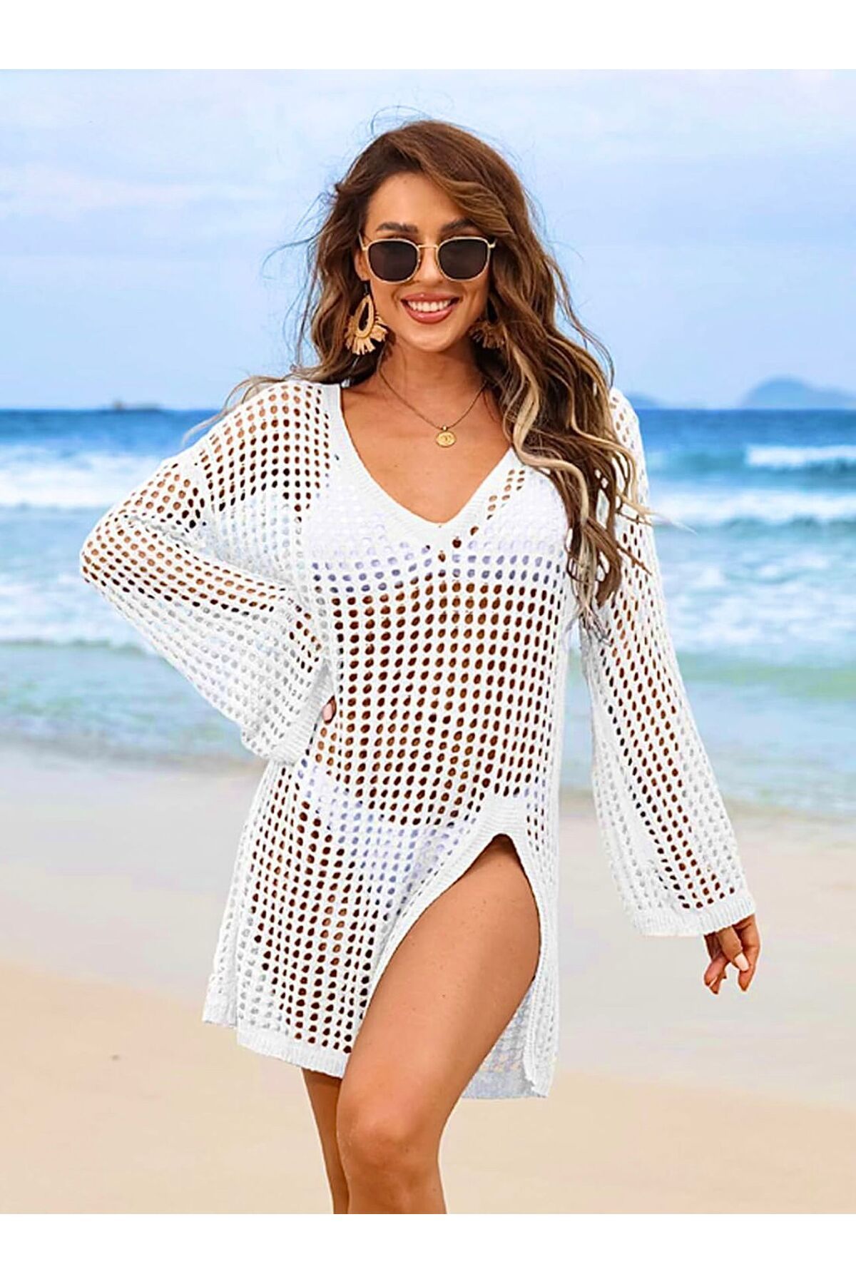 moda mh Premium Örgü Pareo Plaj Elbisesi
