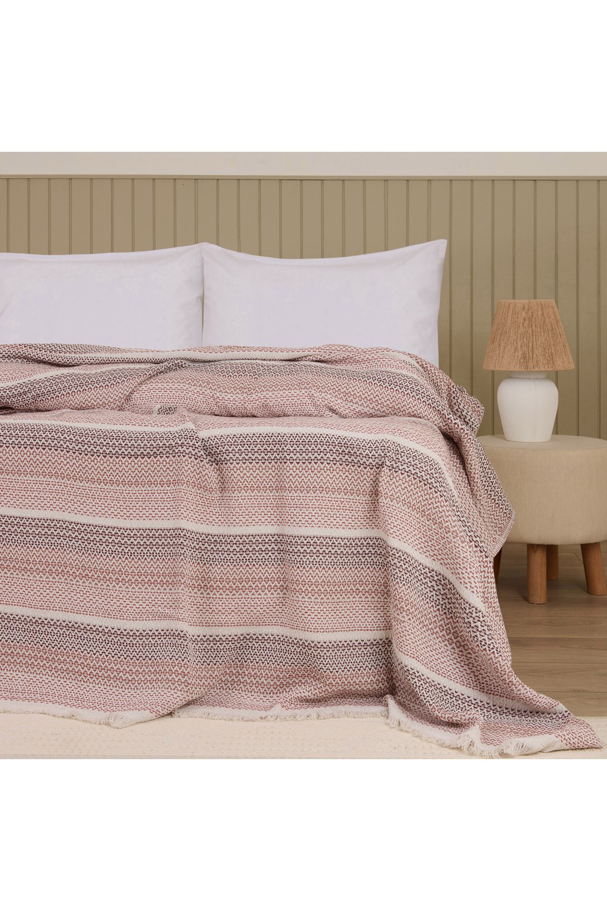 Evidea Soft Vita Tek Kişilik Pike - Ekru / Kiremit - 160x230 cm