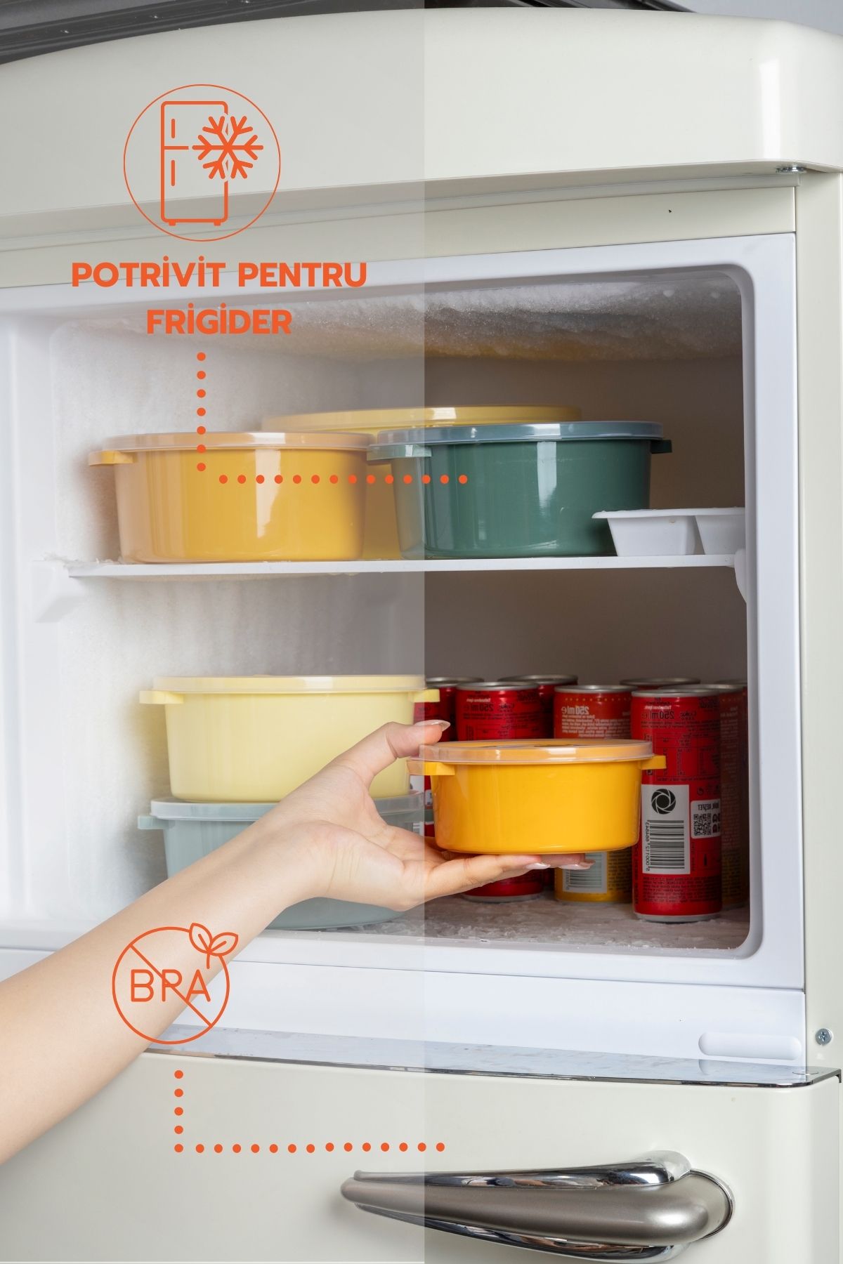 Ginza Maison-Set de 12 recipiente alimentare (4x500 ml, 4x1000 ml, 4x2000 ml), pastel, capac cu dispozitiv de eliberare a aerului 3